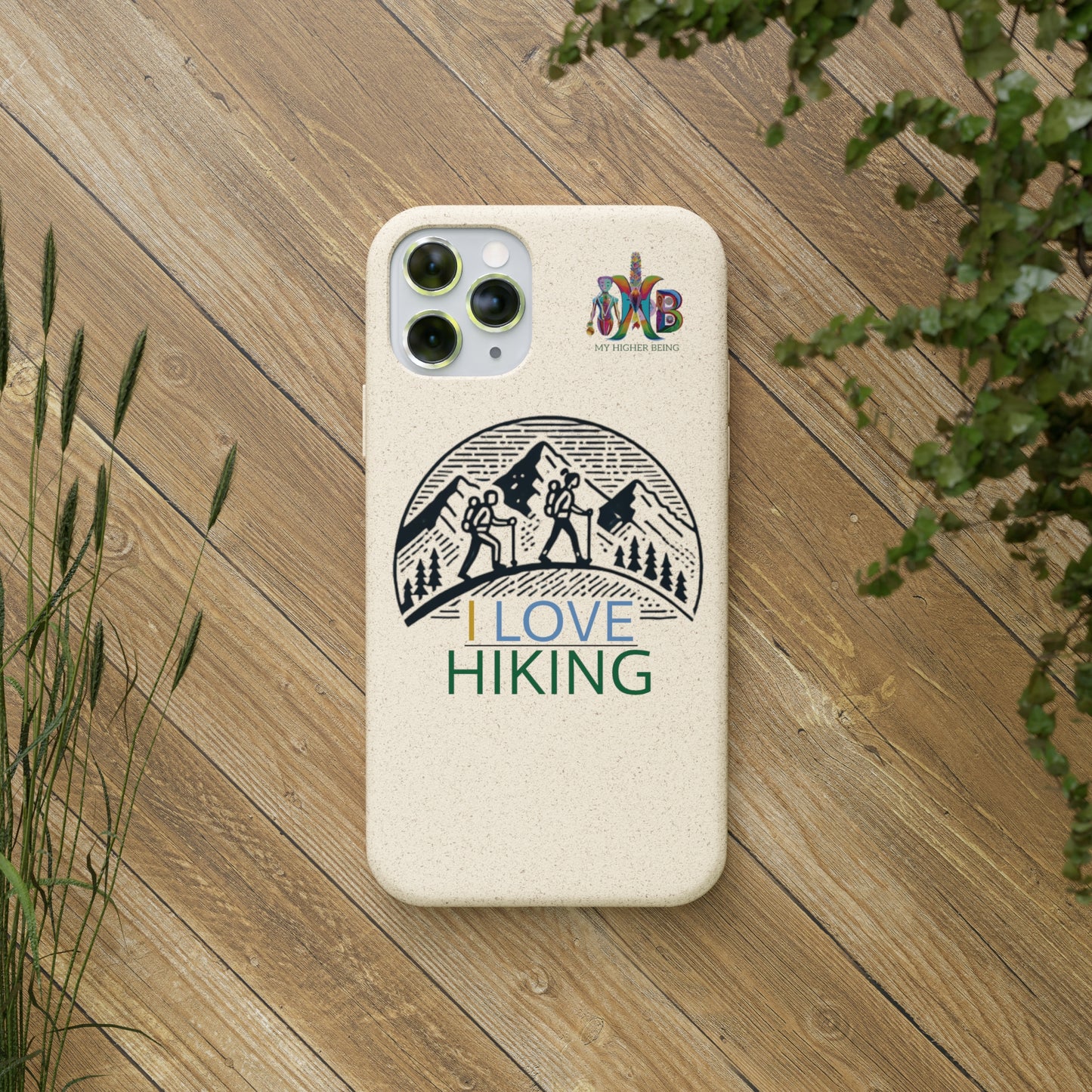 'I Love Hiking'_Plastic Free Biodegradable Phone Case