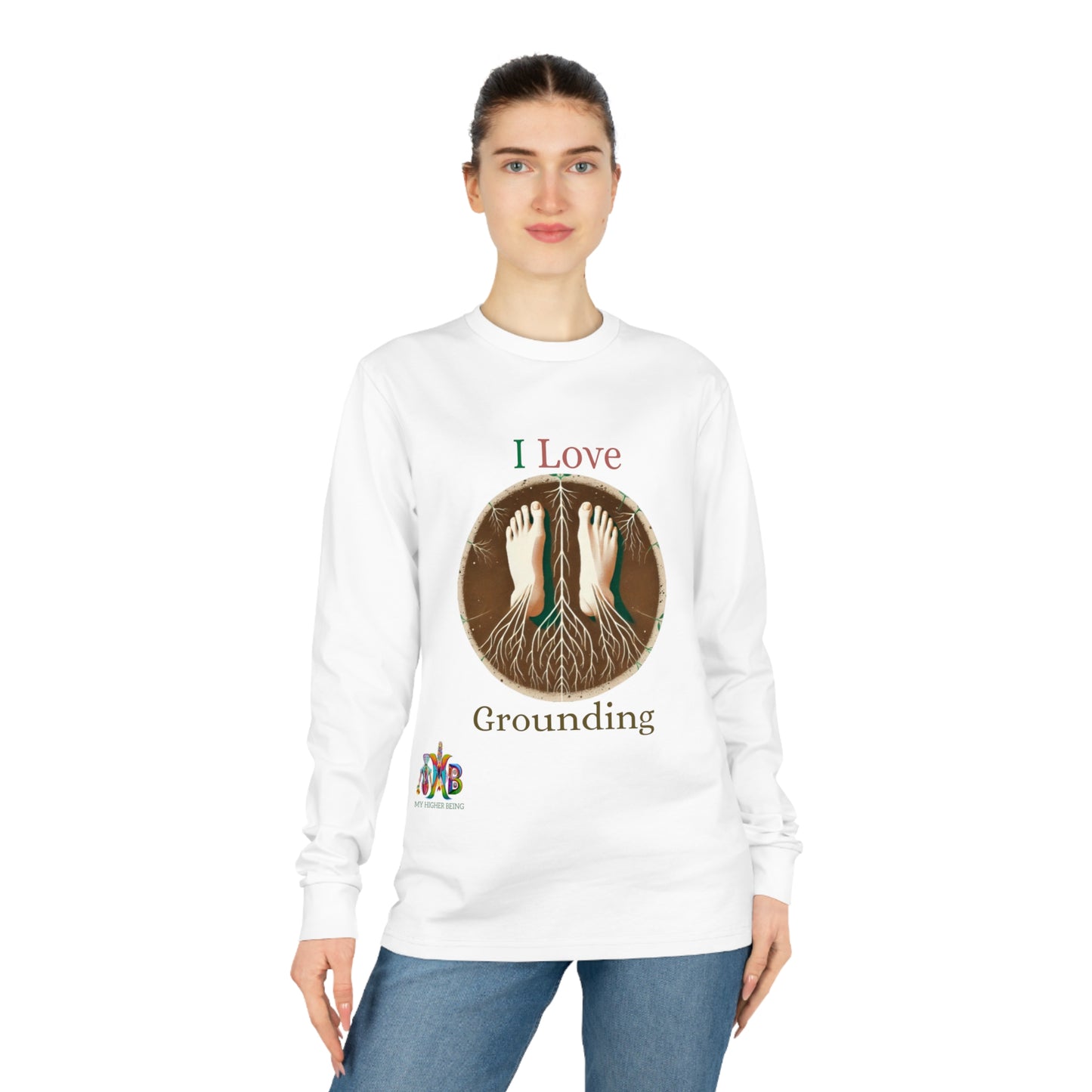 'I Love Grounding'_100% Organic Cotton Long Sleeve Tee