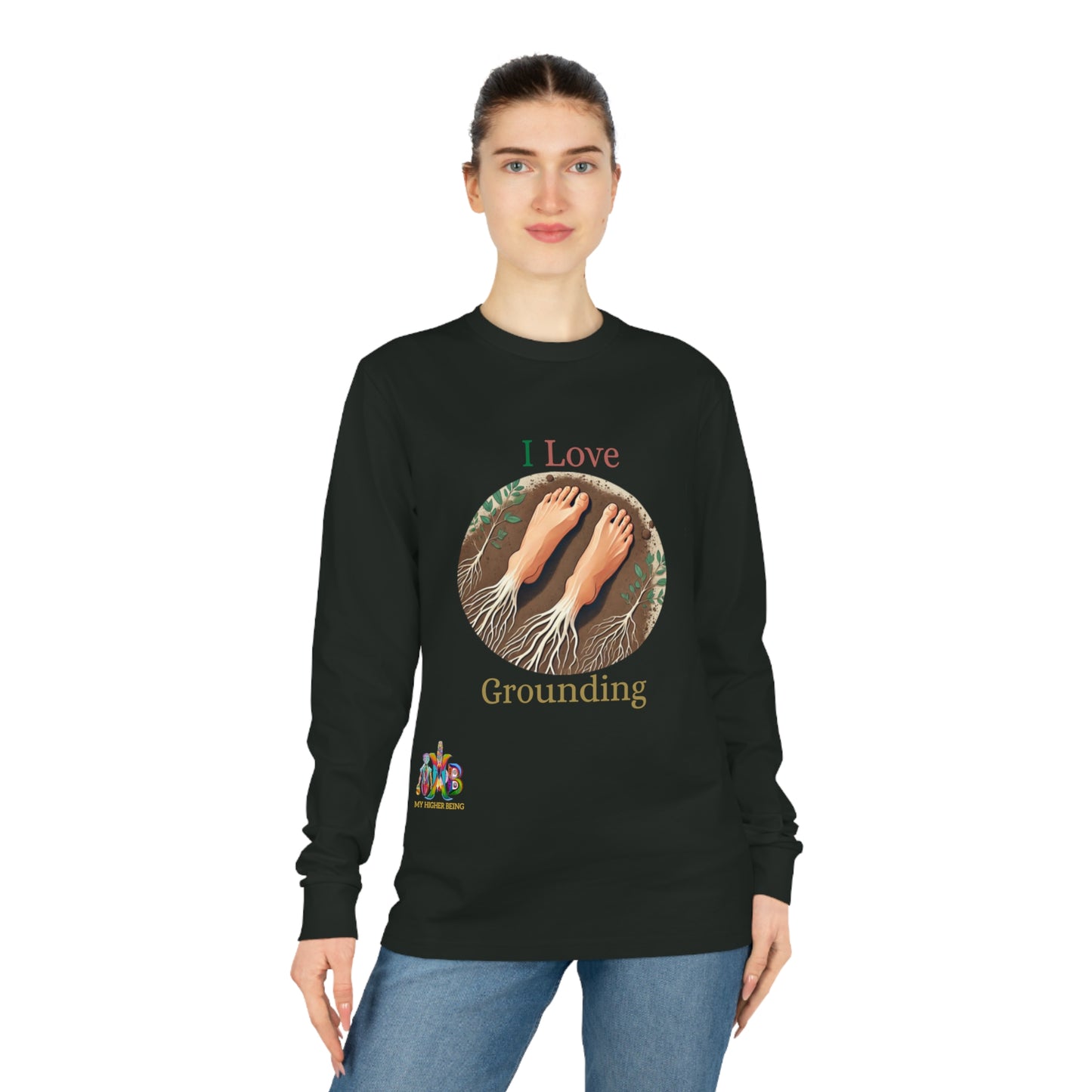 'I Love Grounding'_100% Organic Cotton Long Sleeve Tee