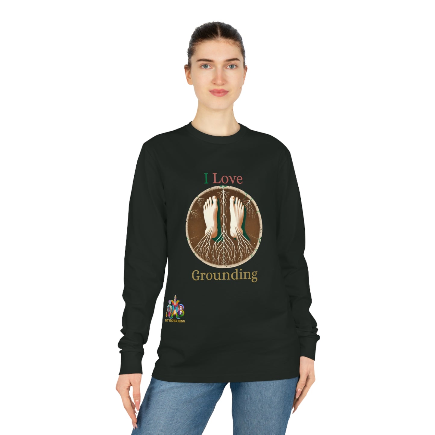 'I Love Grounding'_100% Organic Cotton Long Sleeve Tee