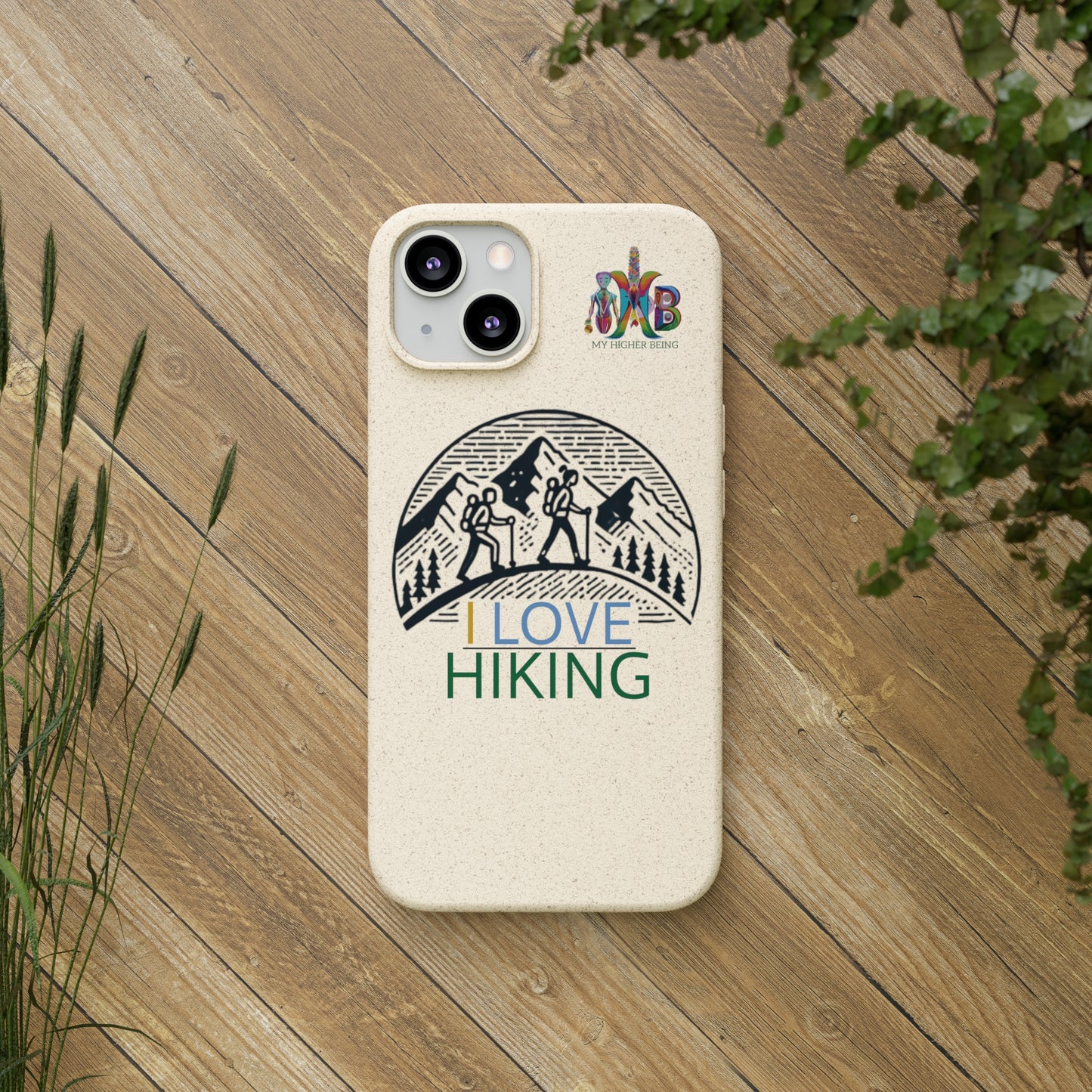 'I Love Hiking'_Plastic Free Biodegradable Phone Case