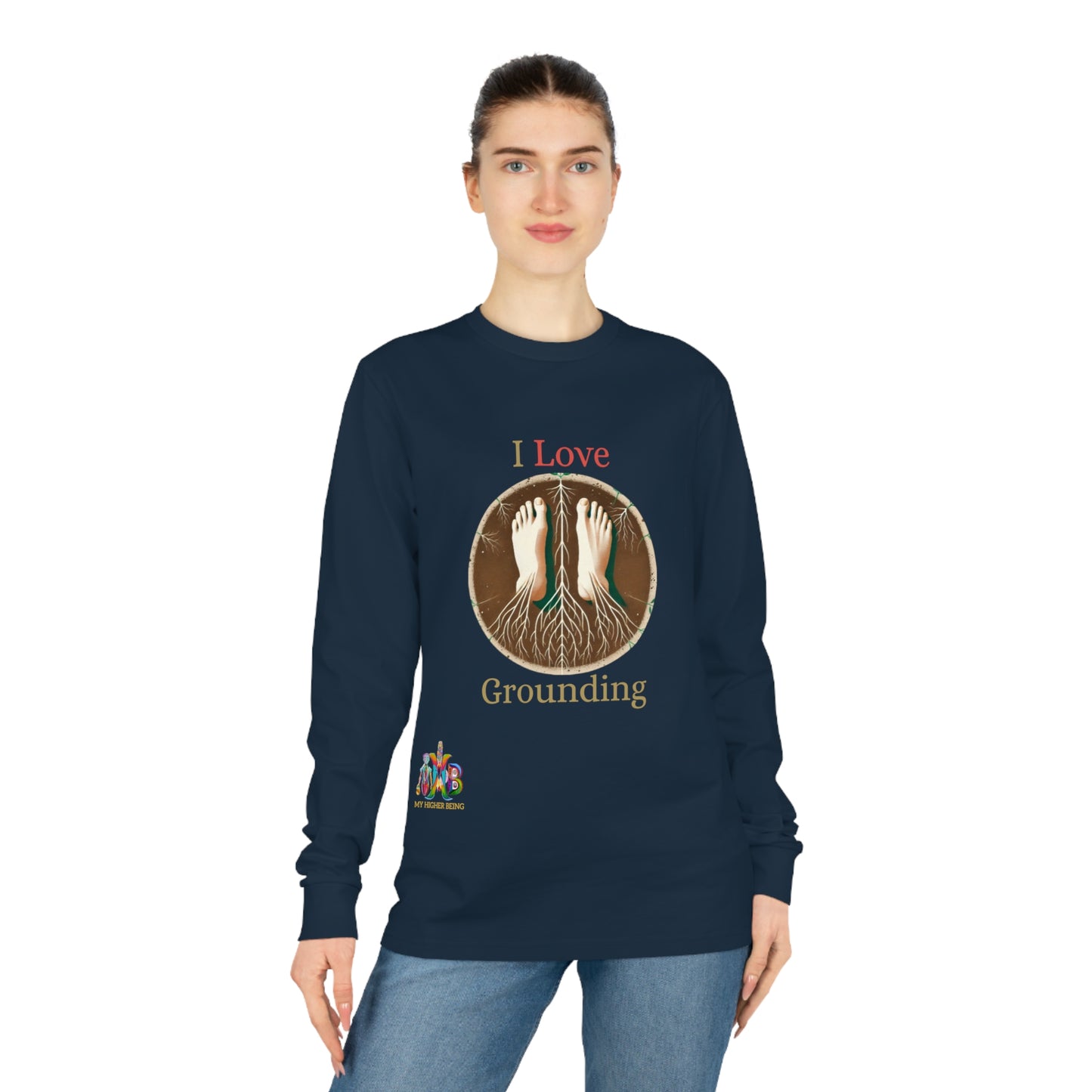 'I Love Grounding'_100% Organic Cotton Long Sleeve Tee