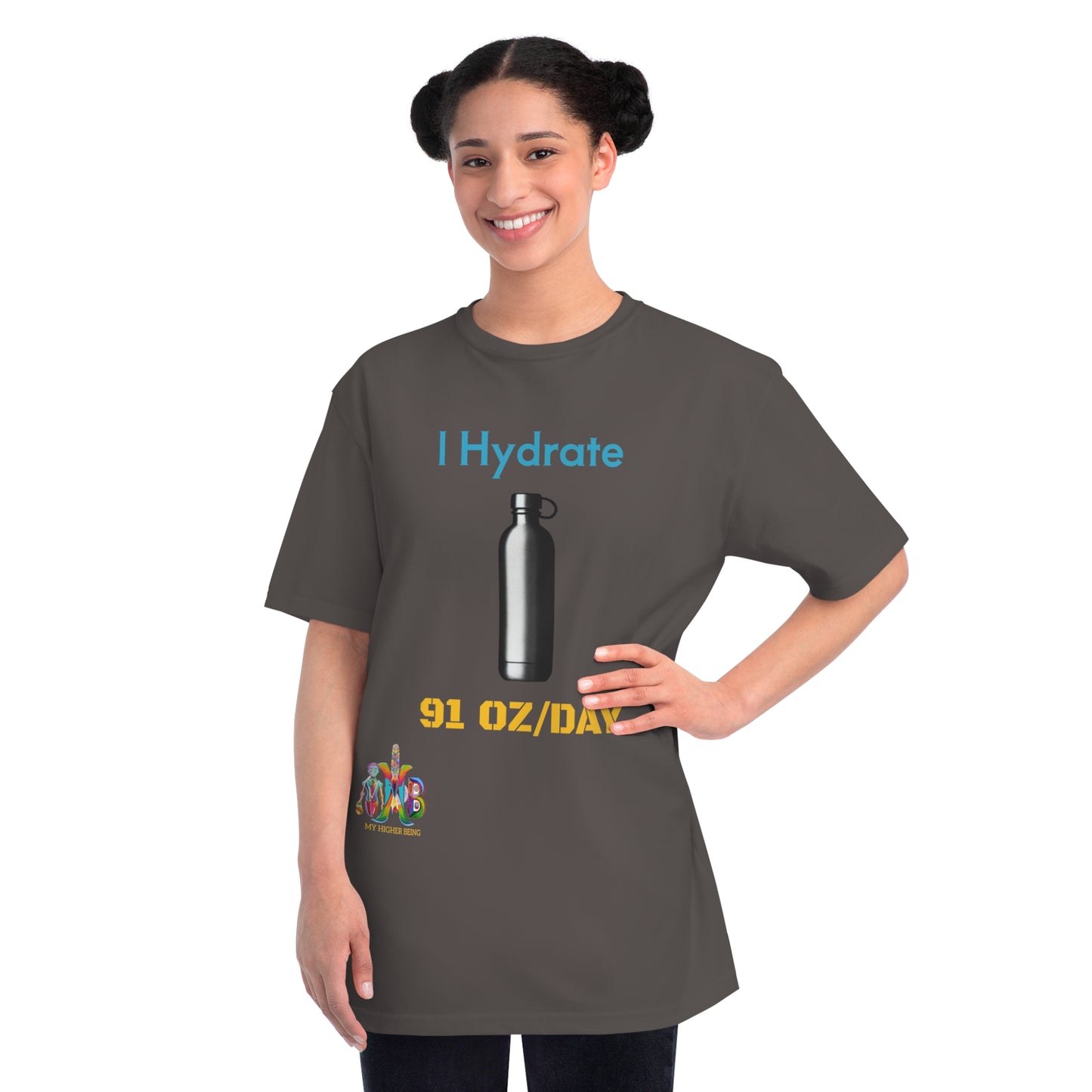 'I Hydrate 91 OZ/DAY'_100% Organic Cotton T-Shirt