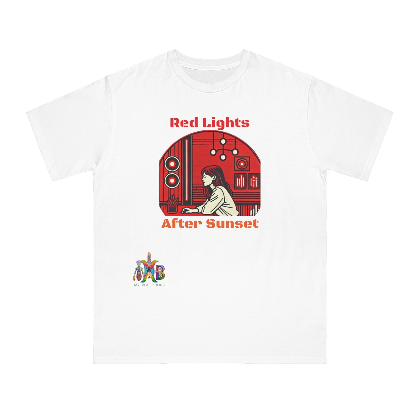 'Red Lights After Susnet'_100% Organic Cotton T-Shirt
