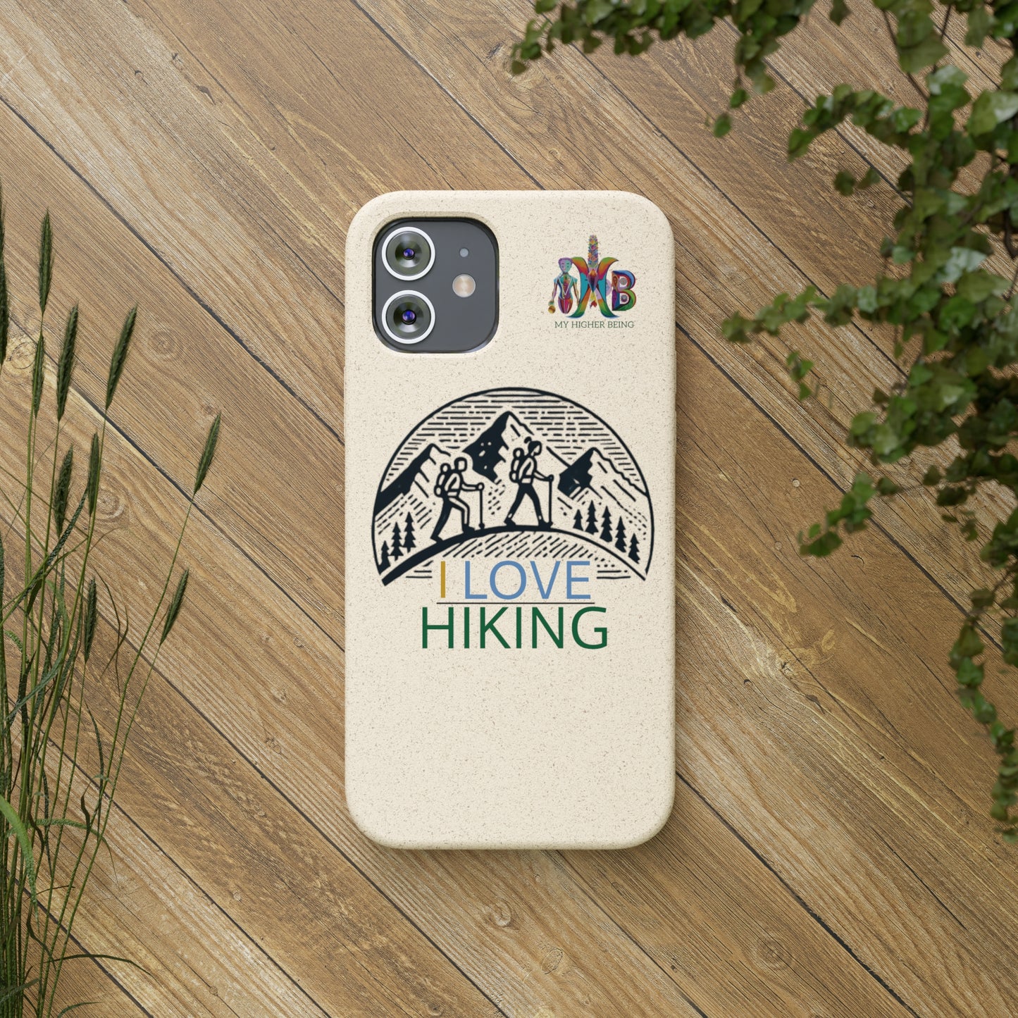 'I Love Hiking'_Plastic Free Biodegradable Phone Case