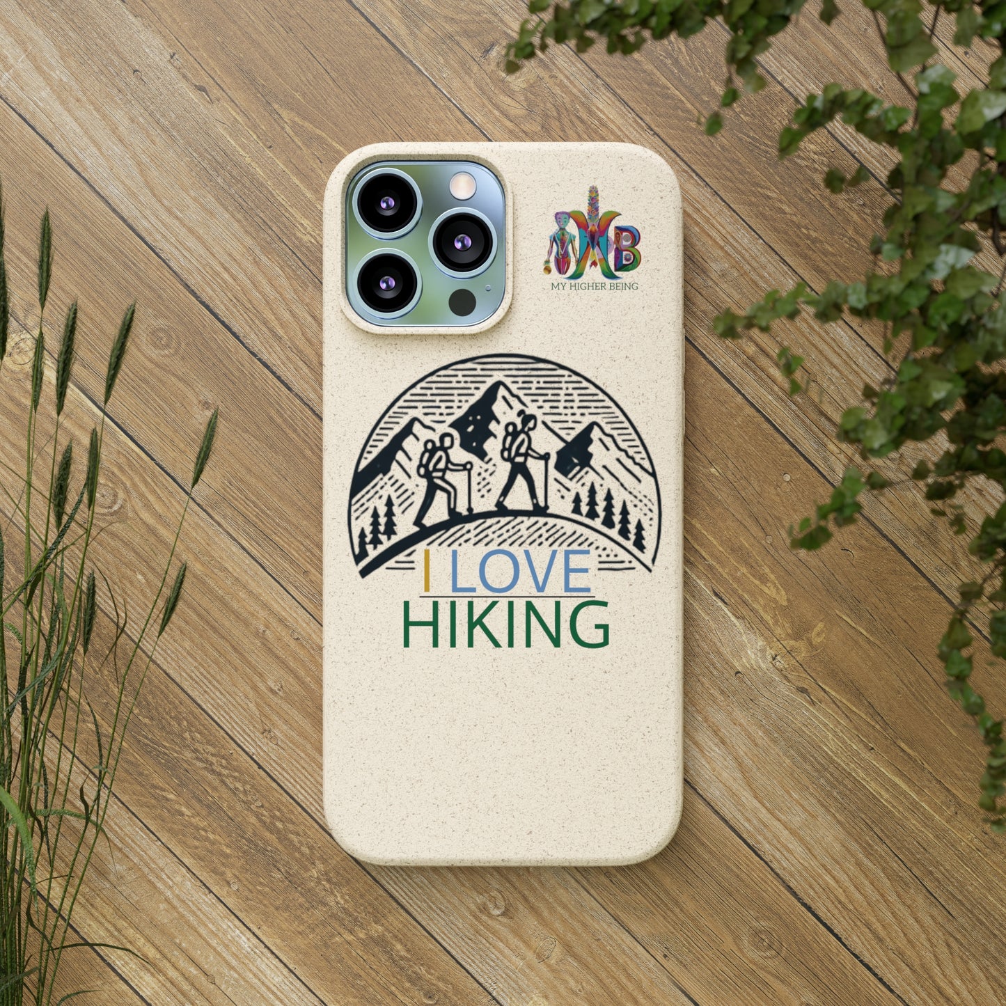 'I Love Hiking'_Plastic Free Biodegradable Phone Case