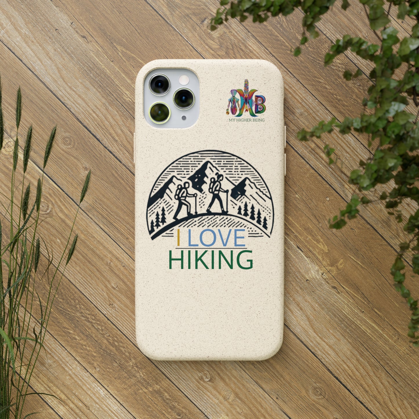 'I Love Hiking'_Plastic Free Biodegradable Phone Case