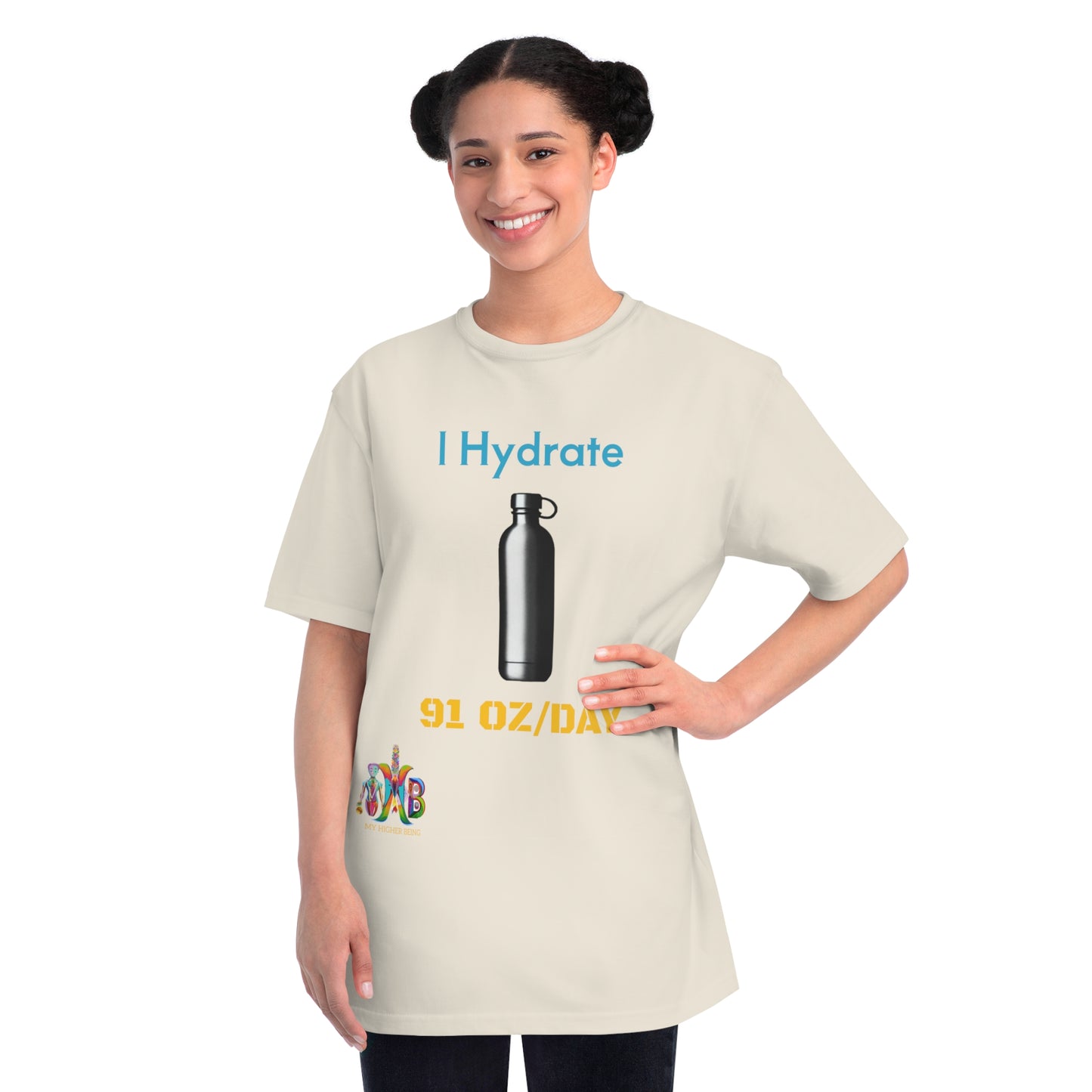 'I Hydrate 91 OZ/DAY'_100% Organic Cotton T-Shirt