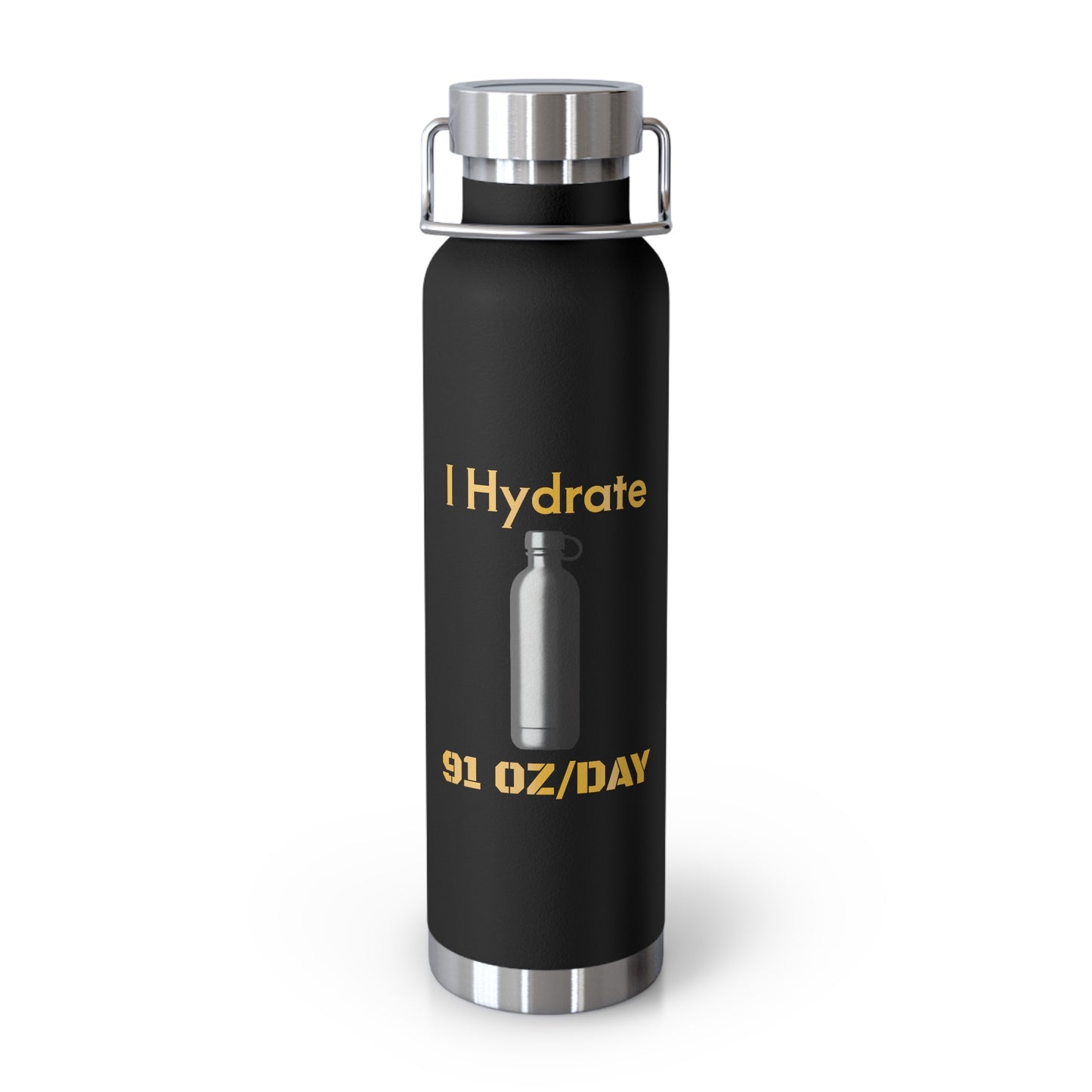 'I Hydrate 91 OZ/DAY'_Copper Vacuum Insulated Bottle, 22oz