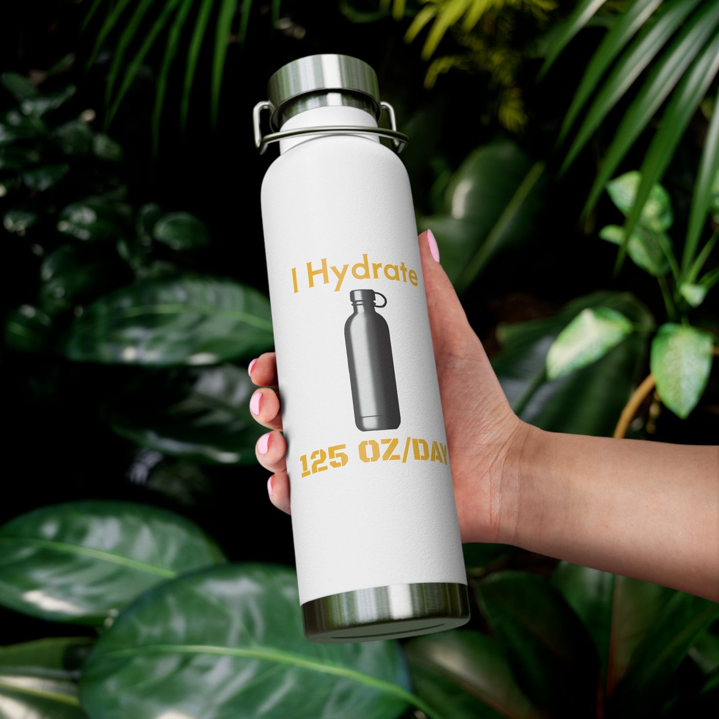 'I Hydrate 125 OZ/DAY'_Copper Vacuum Insulated Bottle, 22oz
