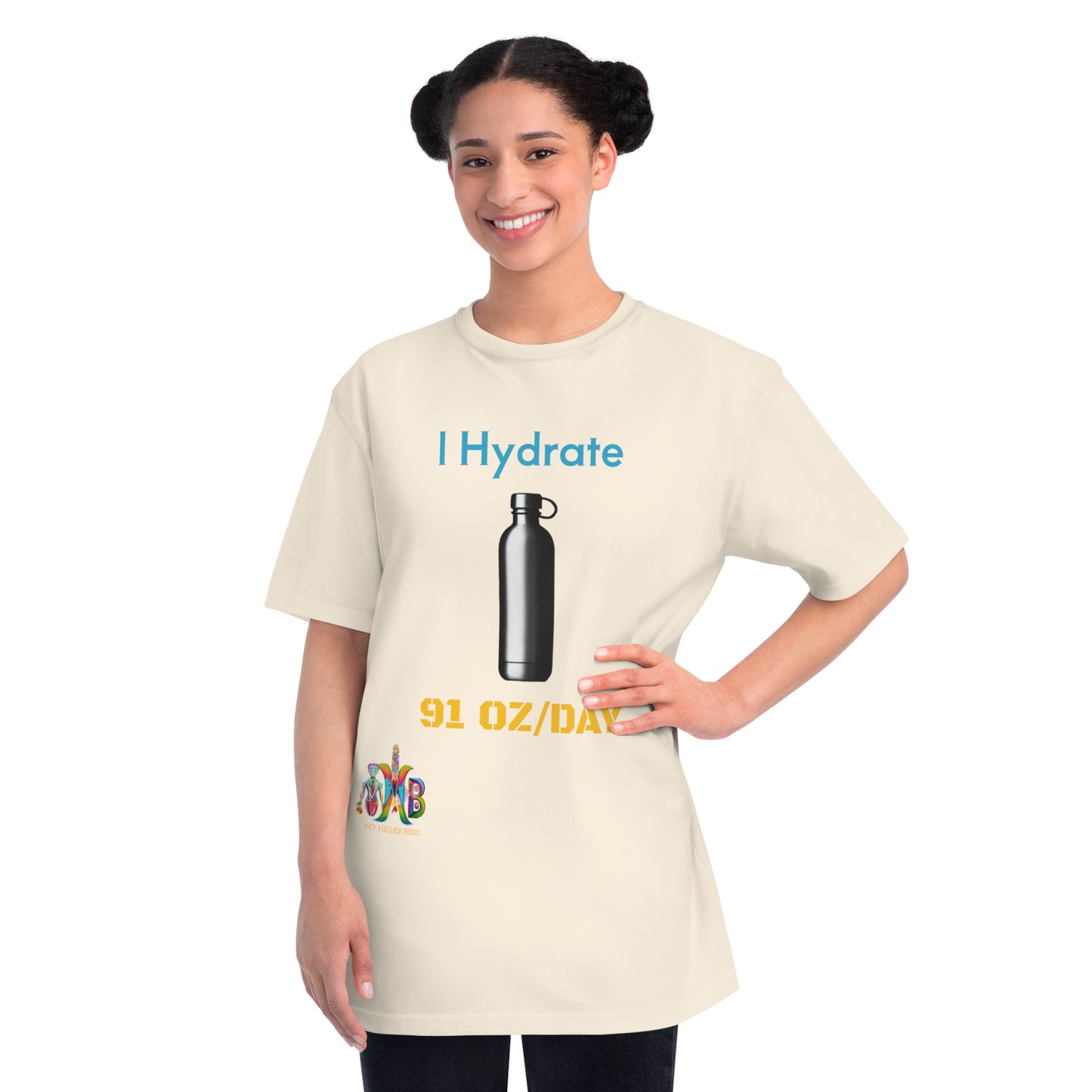 'I Hydrate 91 OZ/DAY'_100% Organic Cotton T-Shirt
