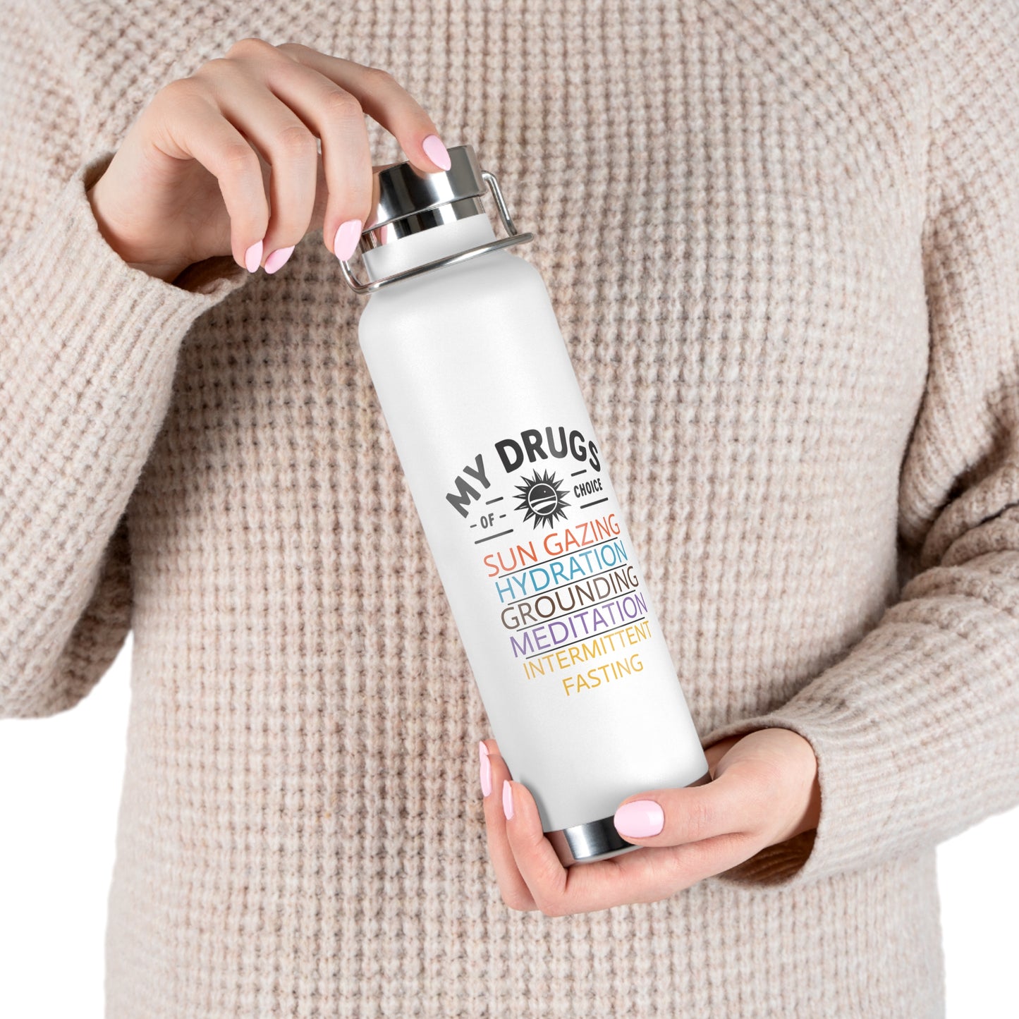 'My Drugs of Choice'_Copper Vacuum Insulated Bottle, 22oz