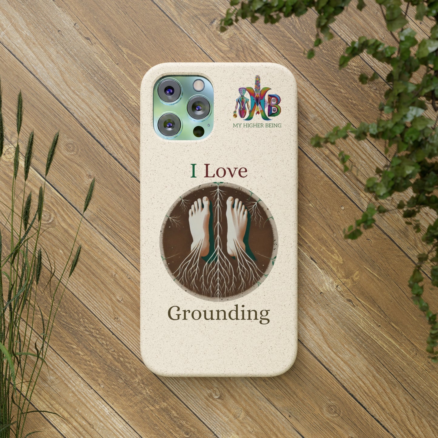 'I Love Grounding'_Plastic Free Biodegradable Phone Case