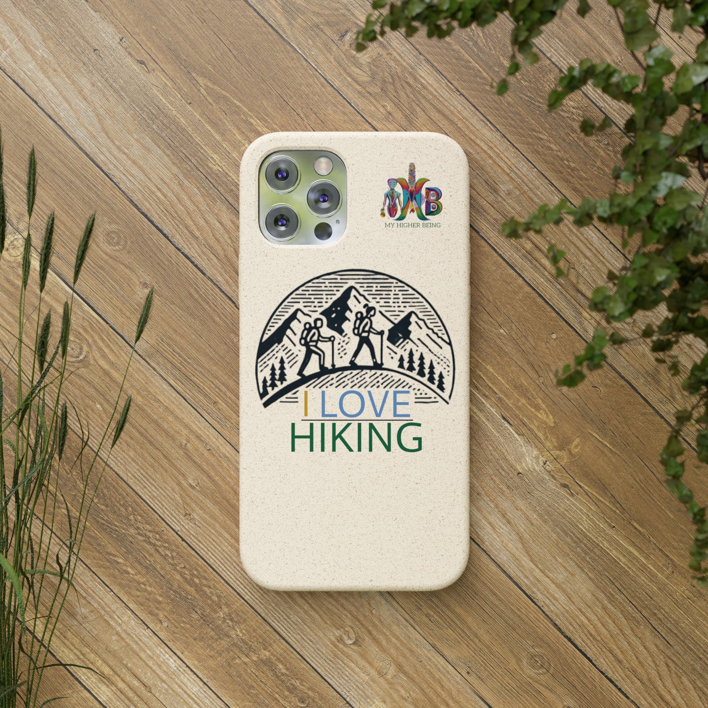 'I Love Hiking'_Plastic Free Biodegradable Phone Case