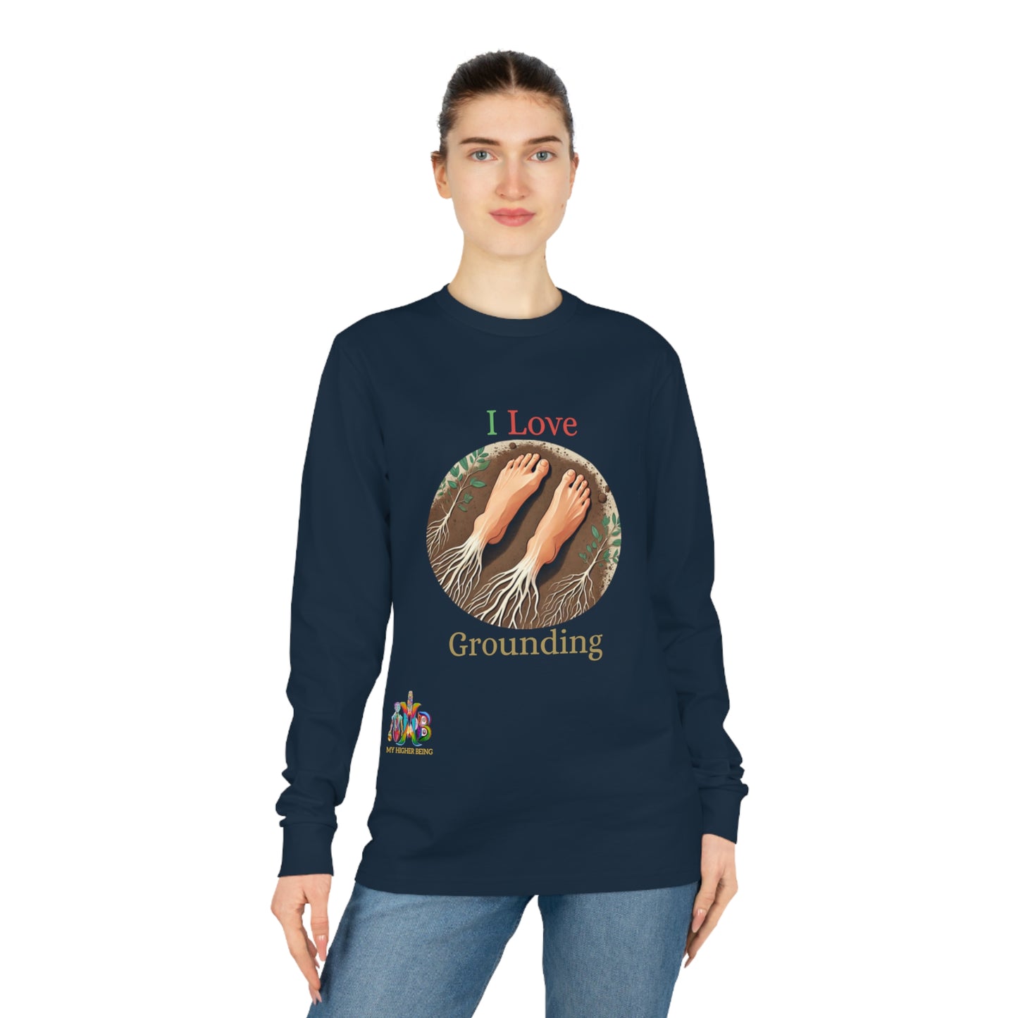 'I Love Grounding'_100% Organic Cotton Long Sleeve Tee