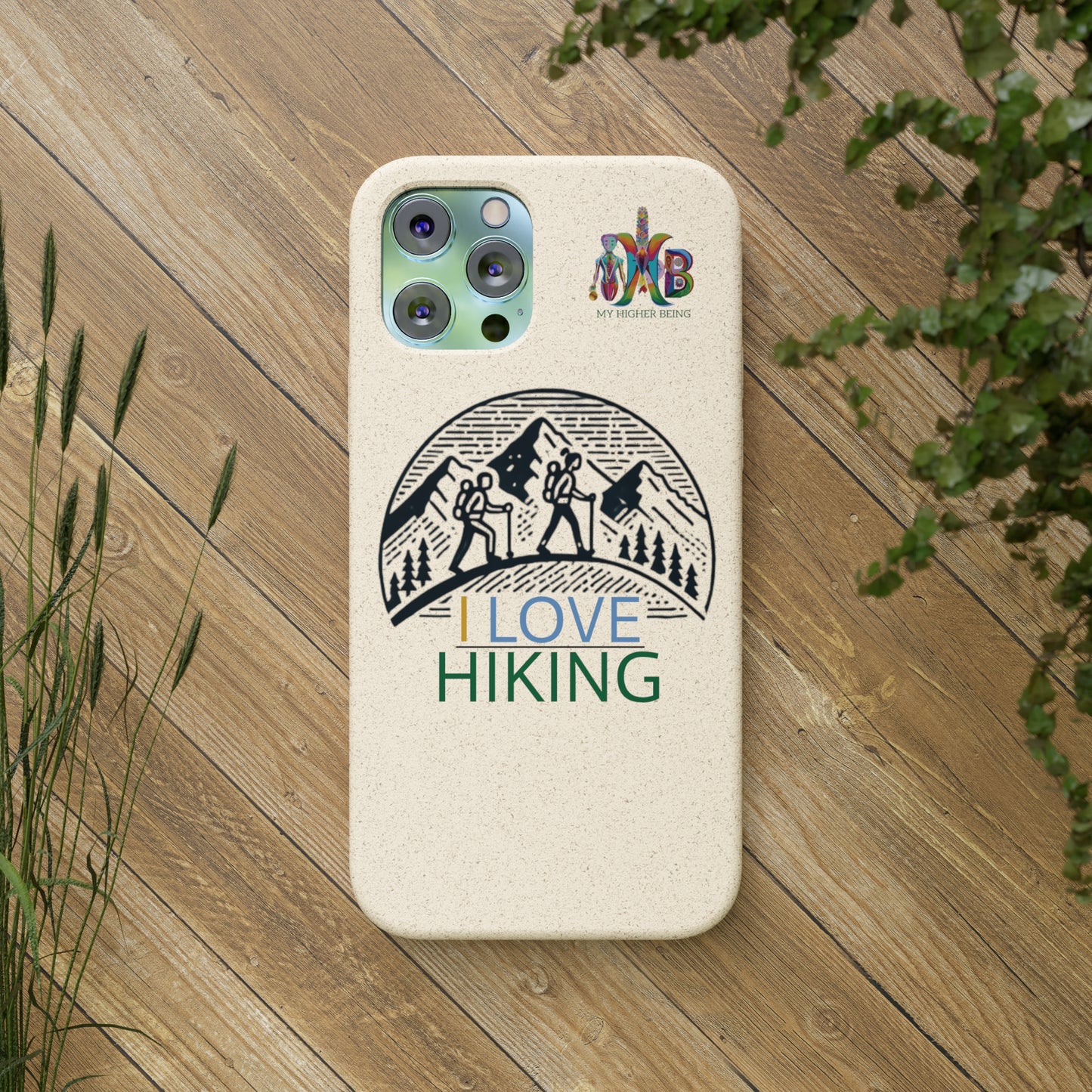 'I Love Hiking'_Plastic Free Biodegradable Phone Case