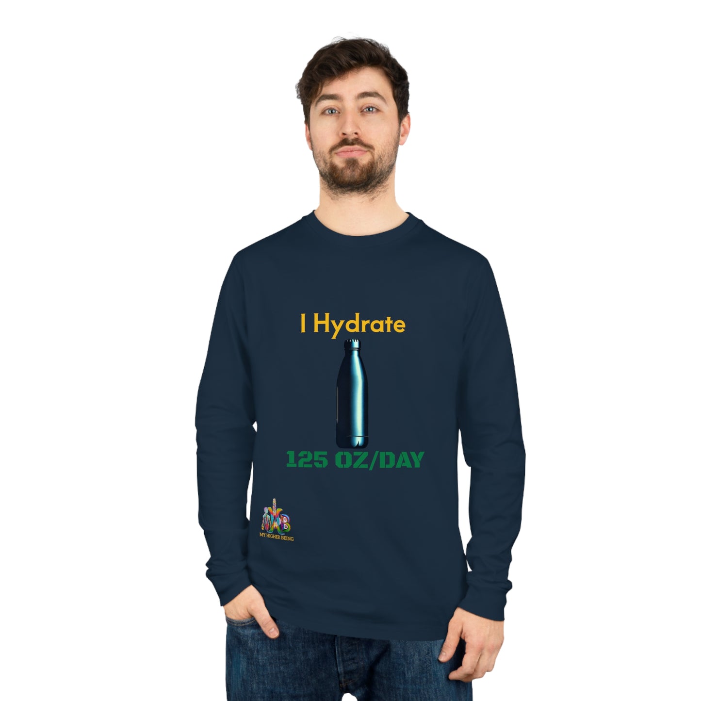 I Hydrate 125 OZ/DAY — 100% Organic Cotton Long Sleeve Tee