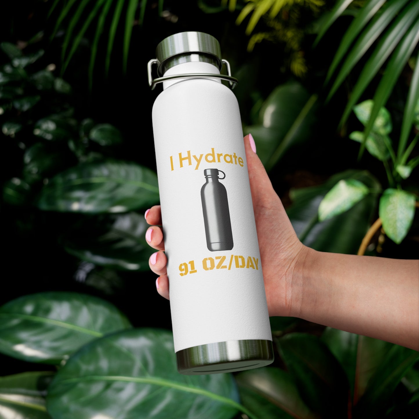 'I Hydrate 91 OZ/DAY'_Copper Vacuum Insulated Bottle, 22oz