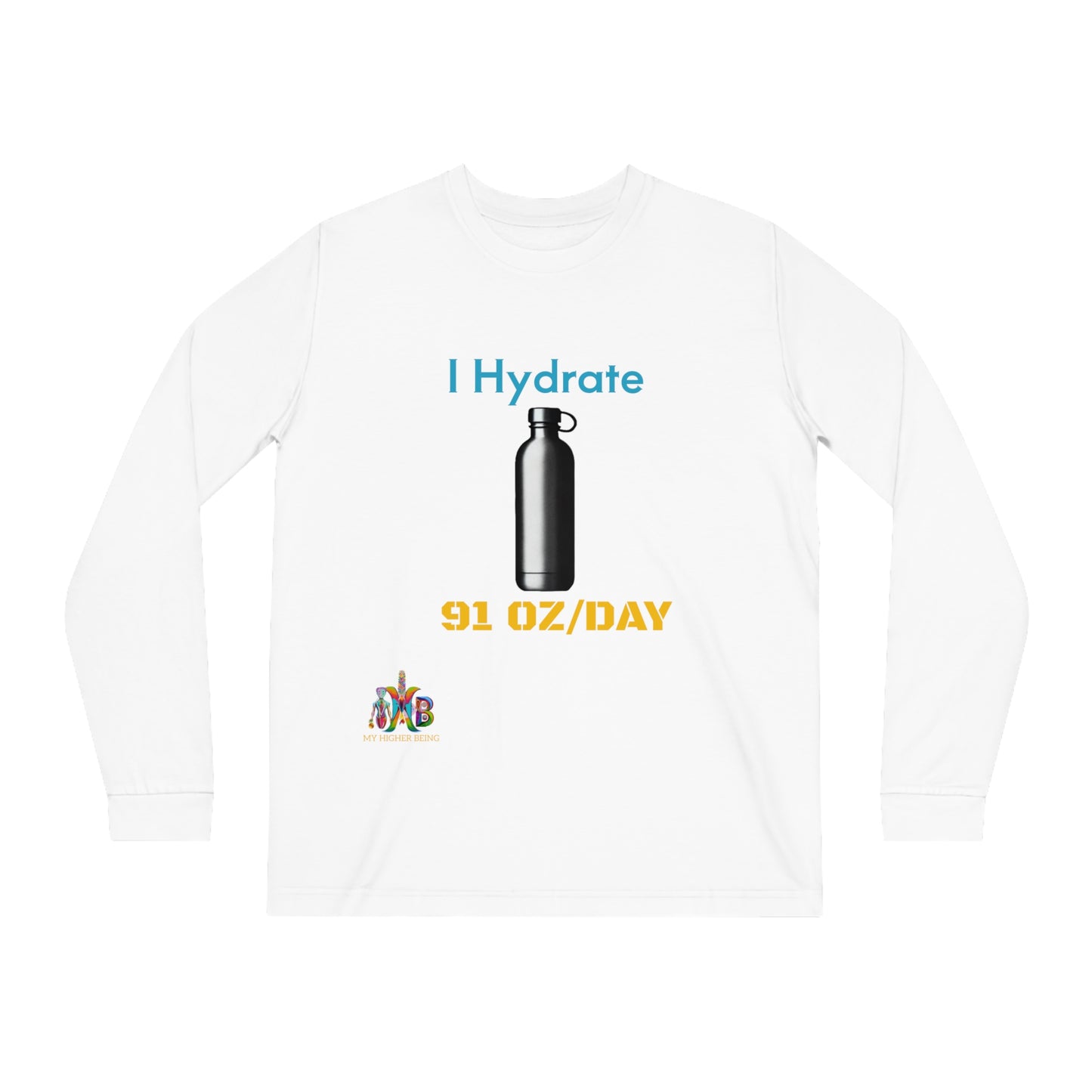 'I Hydrate 91 OZ/DAY'_100% Organic Cotton Long Sleeve Tee