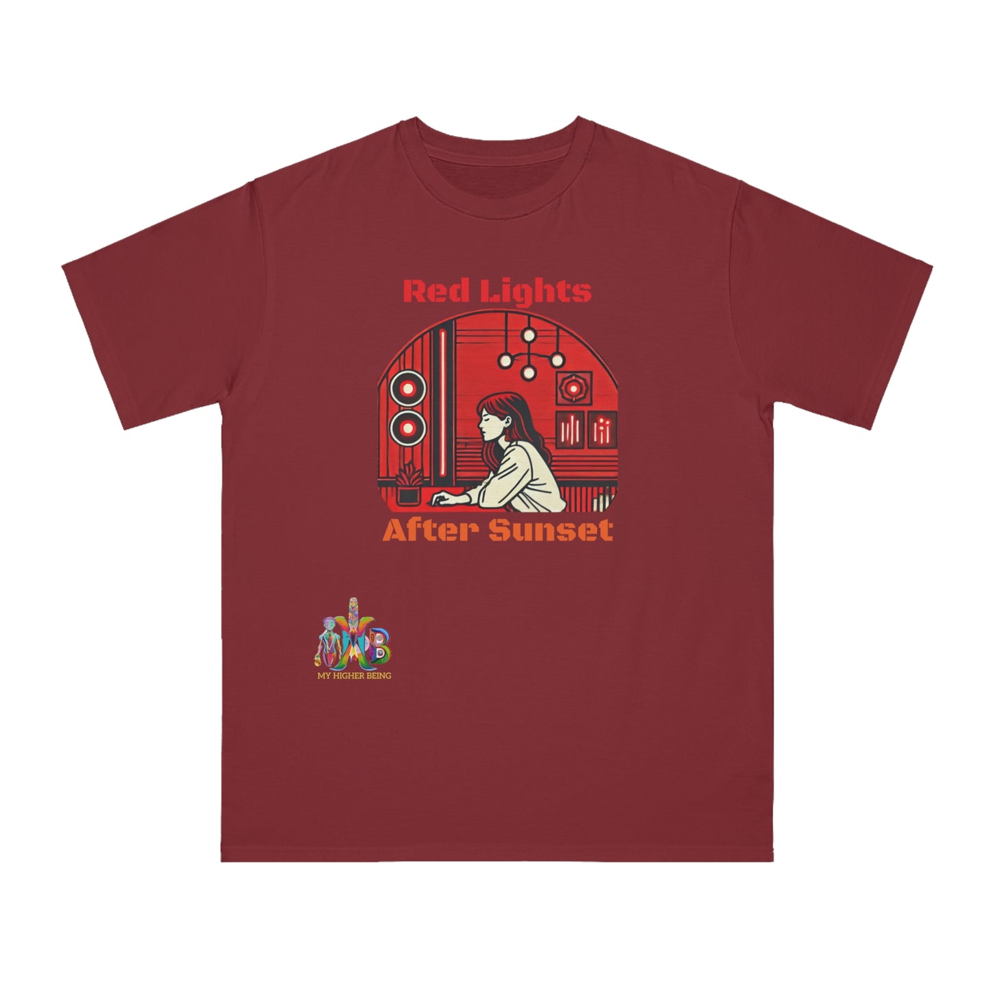 'Red Lights After Susnet'_100% Organic Cotton T-Shirt