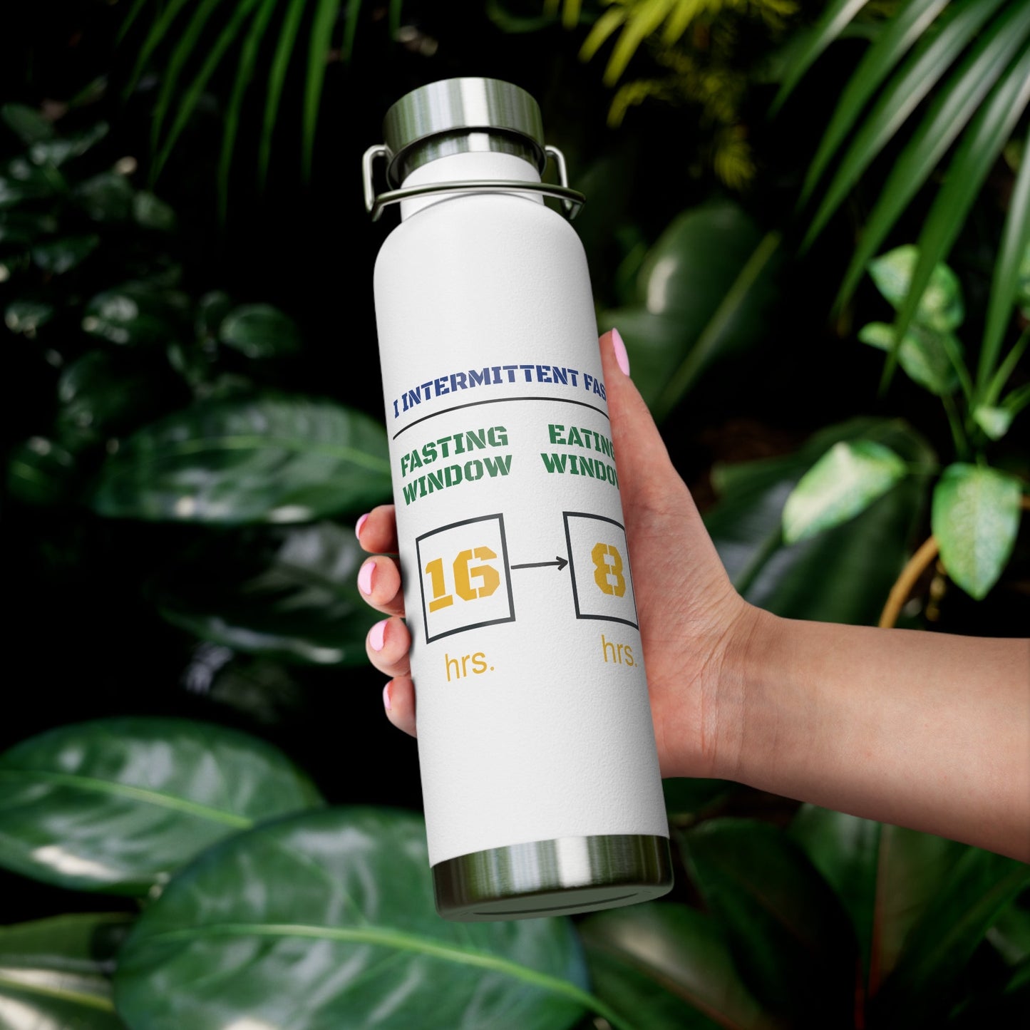 'I Intermittent Fast_16 - 8'_Copper Vacuum Insulated Bottle, 22oz - My Higher Being
