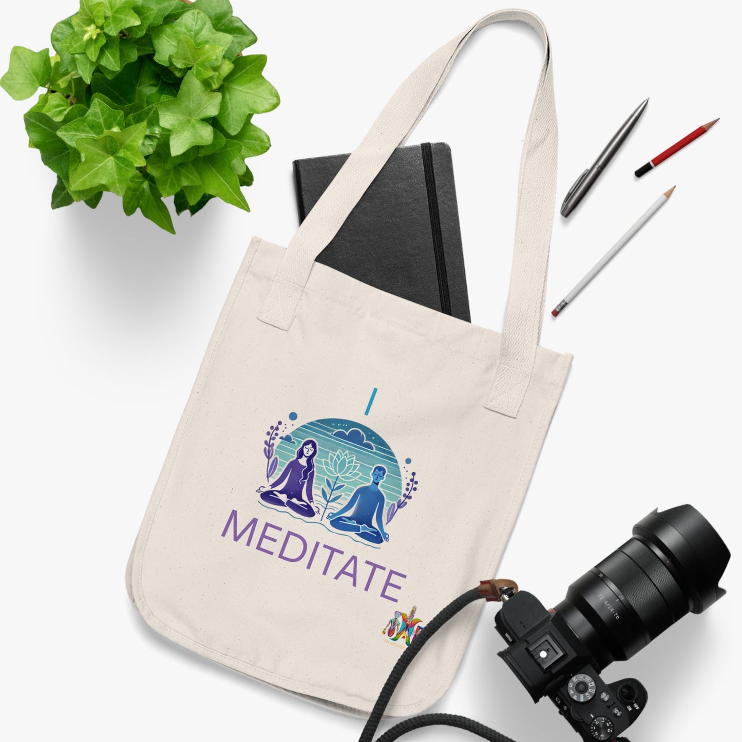 'I Meditate'_100% Organic Cotton Canvas Tote Bag - My Higher Being