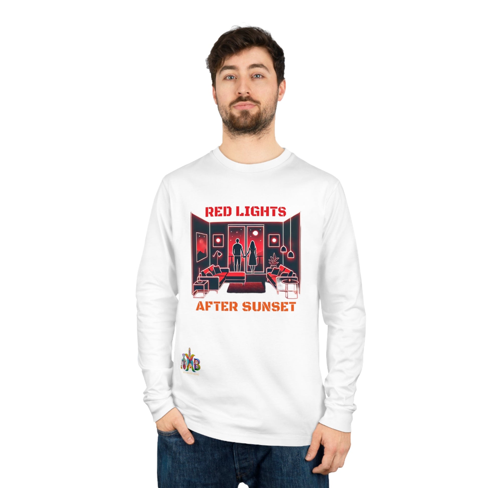 'Red Lights After Sunset'_100% Organic Cotton Long Sleeve Tee - My Higher Being