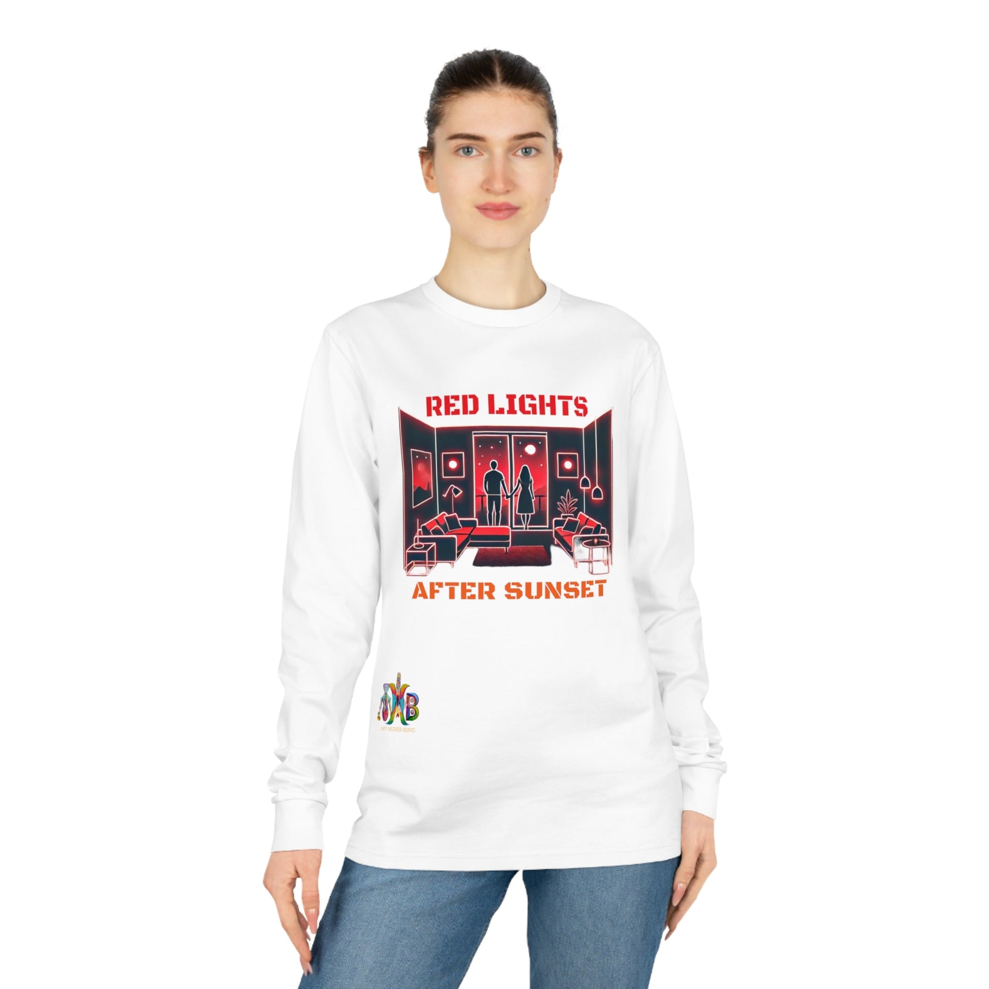 'Red Lights After Sunset'_100% Organic Cotton Long Sleeve Tee - My Higher Being
