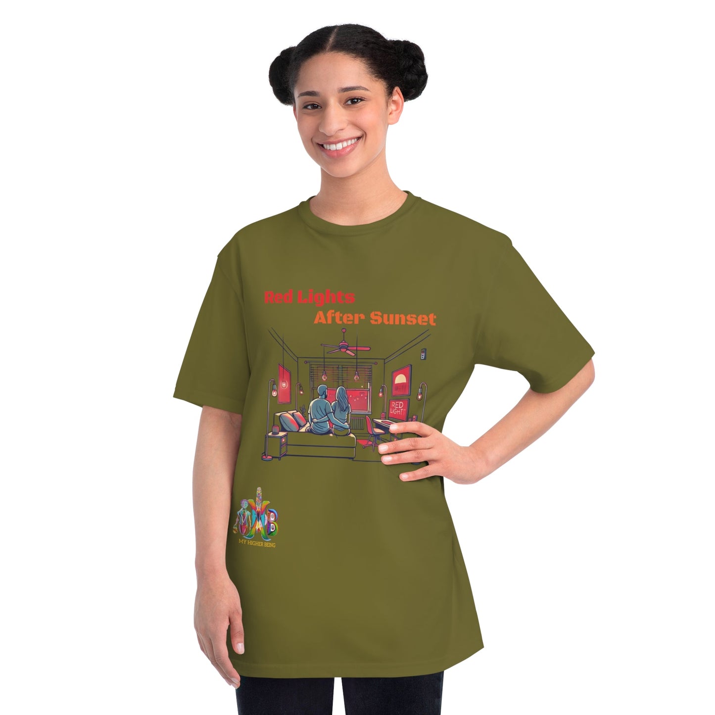'Red Lights After Susnet'_100% Organic Cotton T-Shirt - My Higher Being