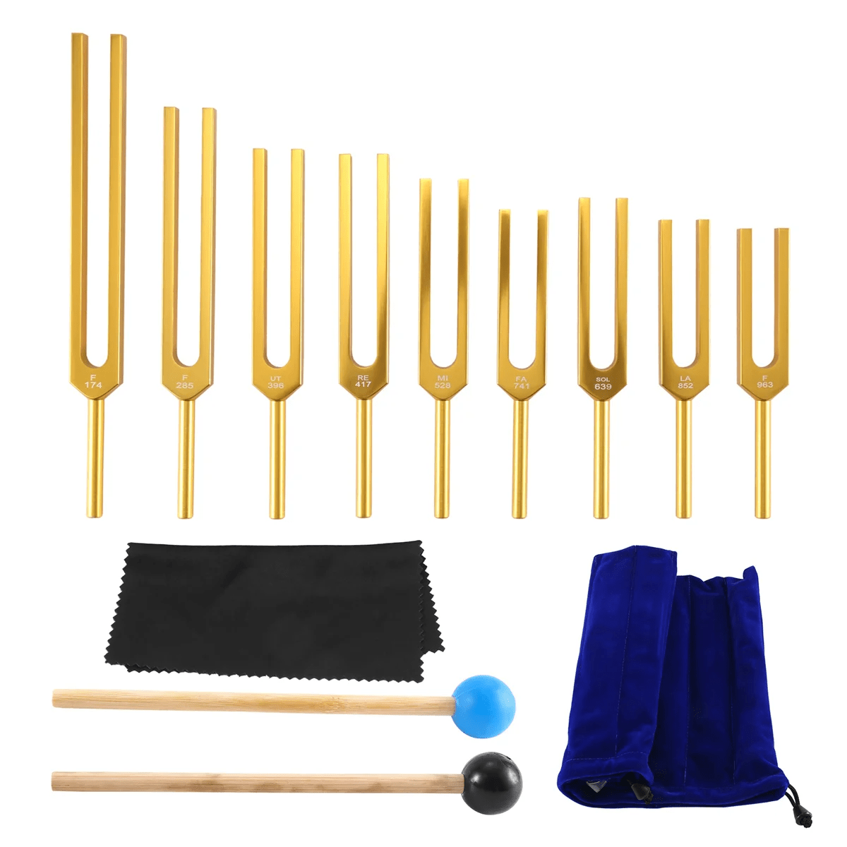 Tuning Fork Set - 9 Tuning Forks - Gold - My Higher Being