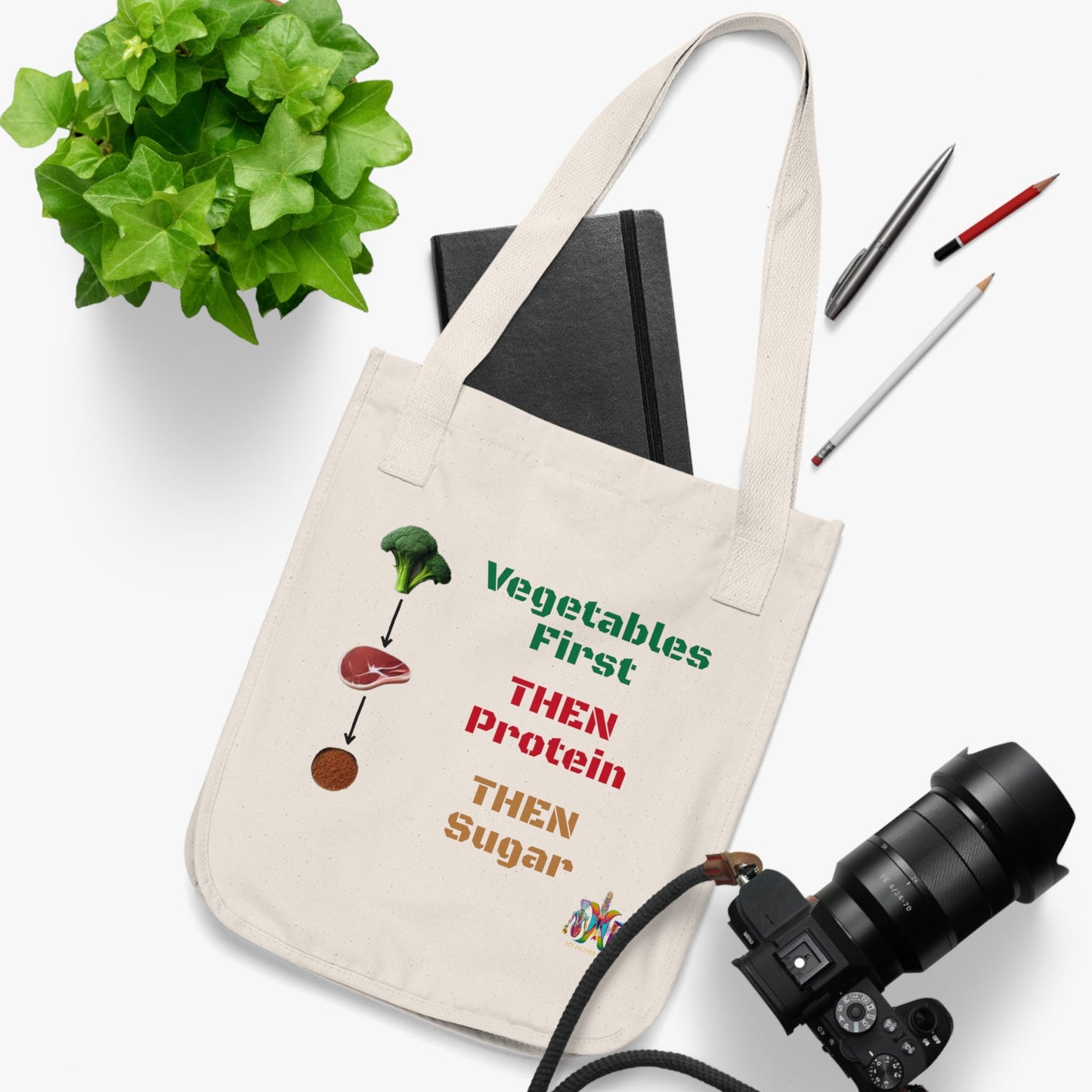 'Vegetables First'_100% Organic Cotton Canvas Tote Bag - My Higher Being