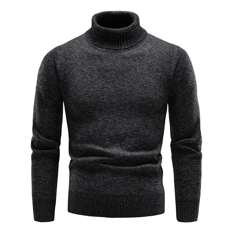 Wool Turtleneck Sweater - Casual Solid Pullover - My Higher Being