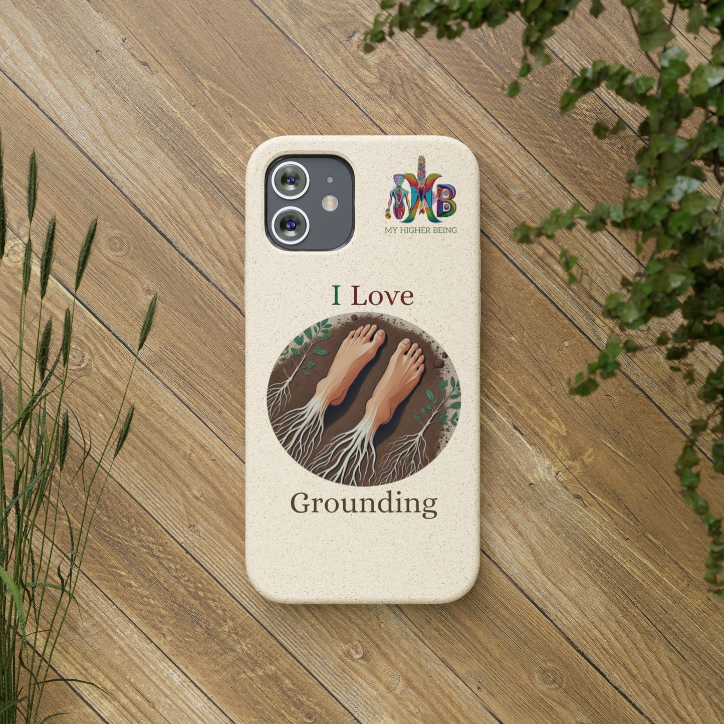 'I Love Grounding'_Plastic Free Biodegradable Phone Case