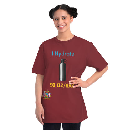 'I Hydrate 91 OZ/DAY'_100% Organic Cotton T-Shirt