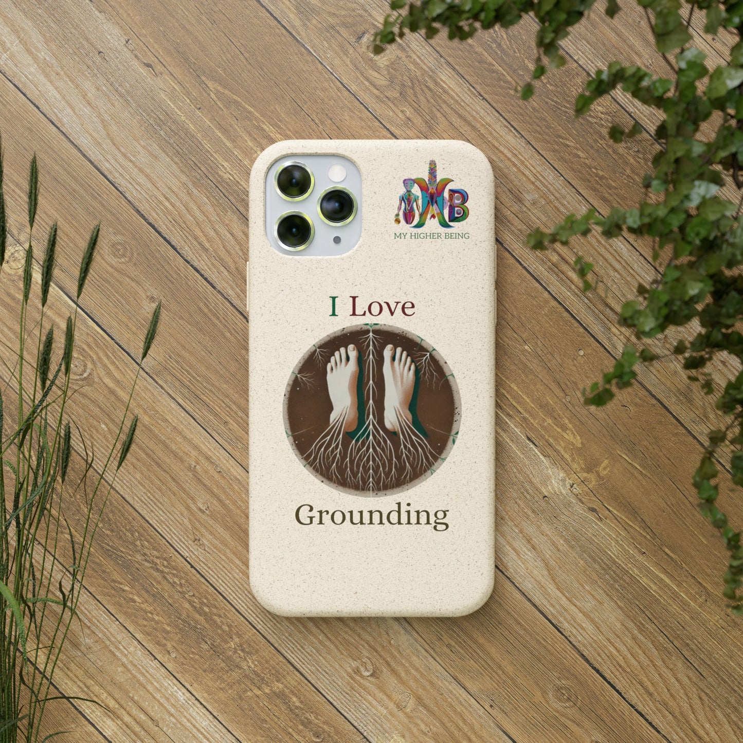 'I Love Grounding'_Plastic Free Biodegradable Phone Case