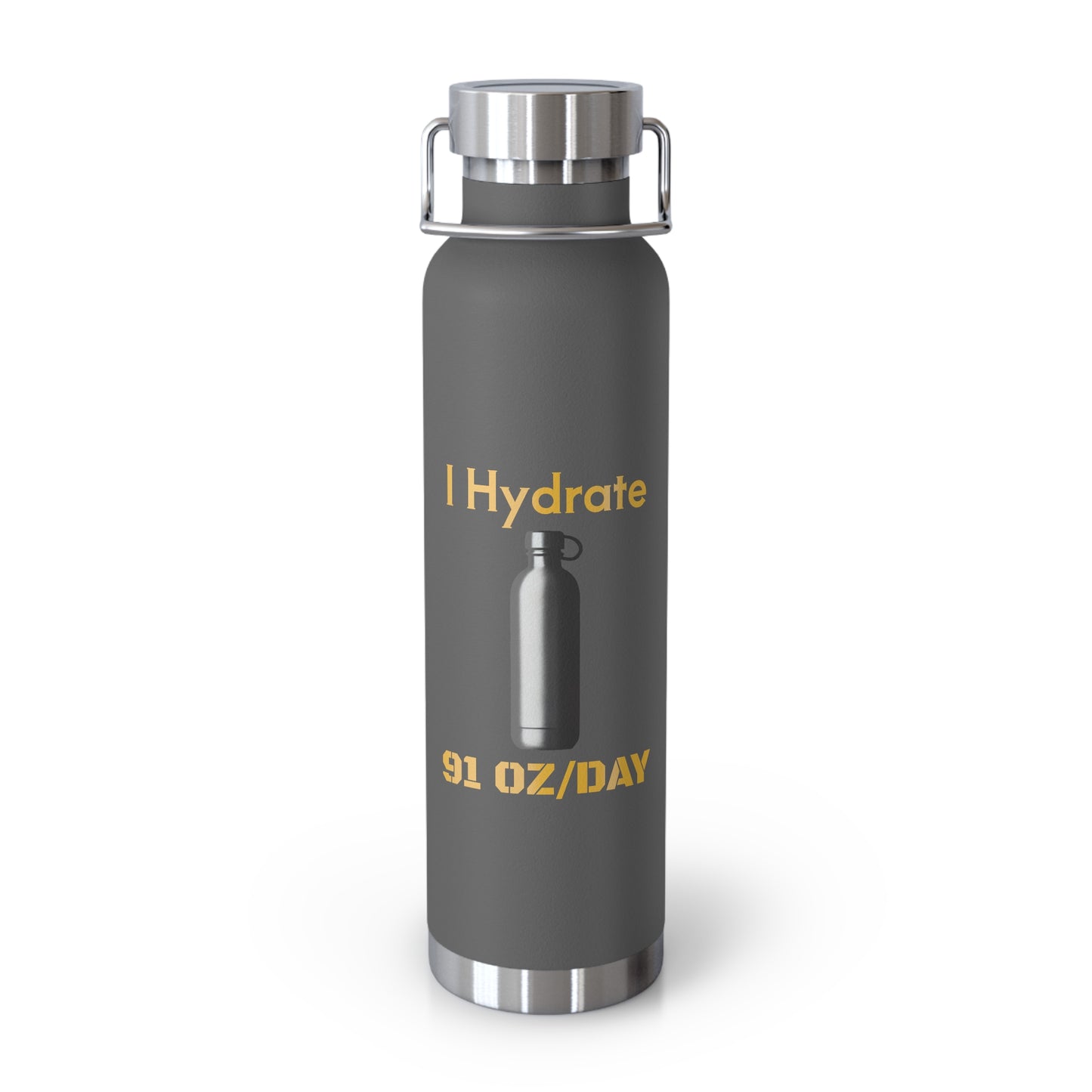 'I Hydrate 91 OZ/DAY'_Copper Vacuum Insulated Bottle, 22oz