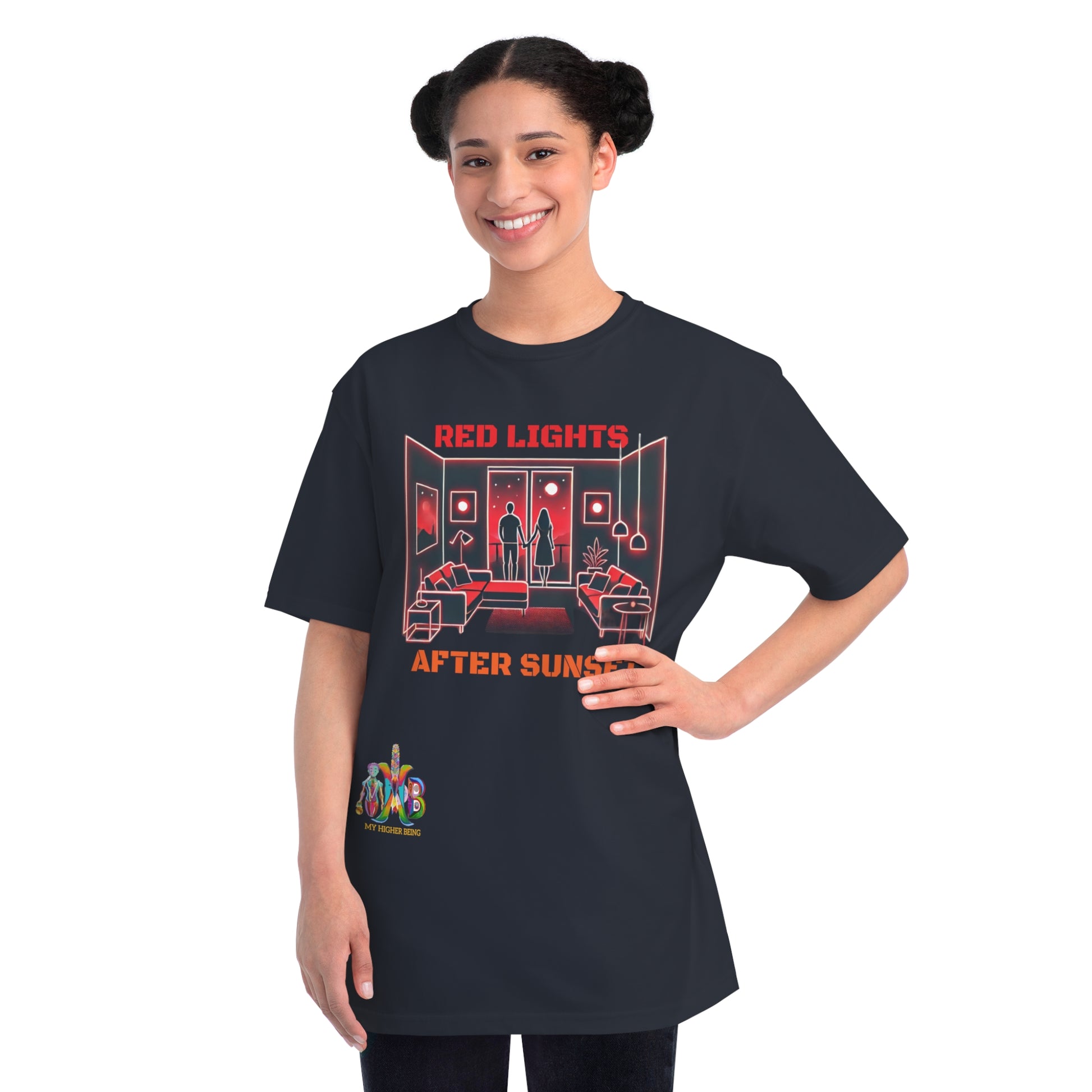 'Red Lights After Susnet'_100% Organic Cotton T-Shirt - My Higher Being