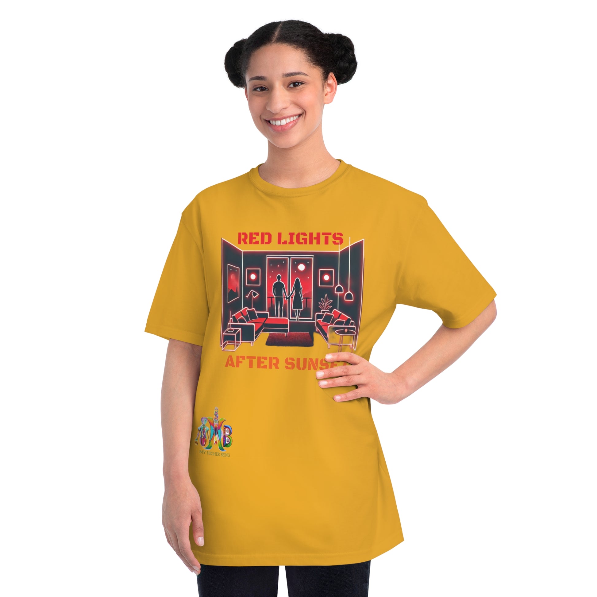 'Red Lights After Susnet'_100% Organic Cotton T-Shirt - My Higher Being