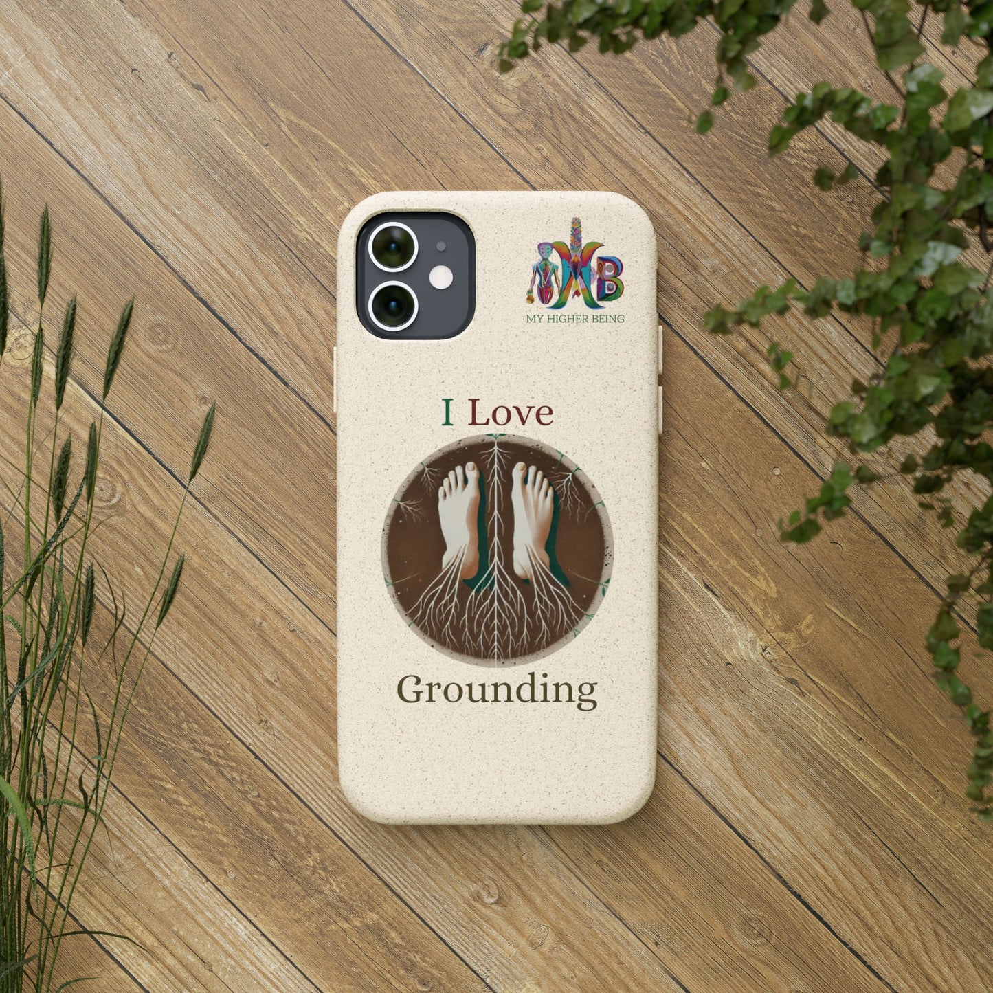 'I Love Grounding'_Plastic Free Biodegradable Phone Case