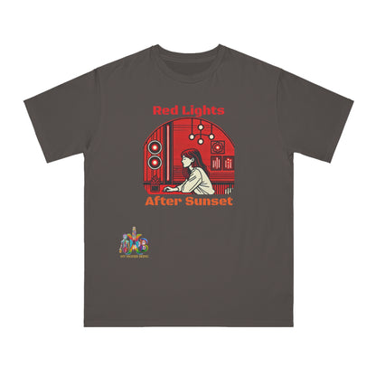 'Red Lights After Susnet'_100% Organic Cotton T-Shirt