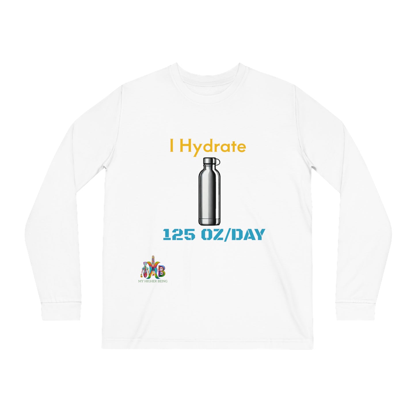 I Hydrate 125 OZ/DAY — 100% Organic Cotton Long Sleeve Tee — Design 3