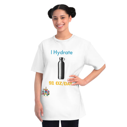 'I Hydrate 91 OZ/DAY'_100% Organic Cotton T-Shirt