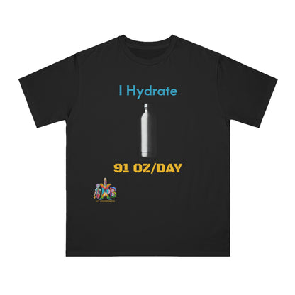 'I Hydrate 91 OZ/DAY'_100% Organic Cotton T-Shirt