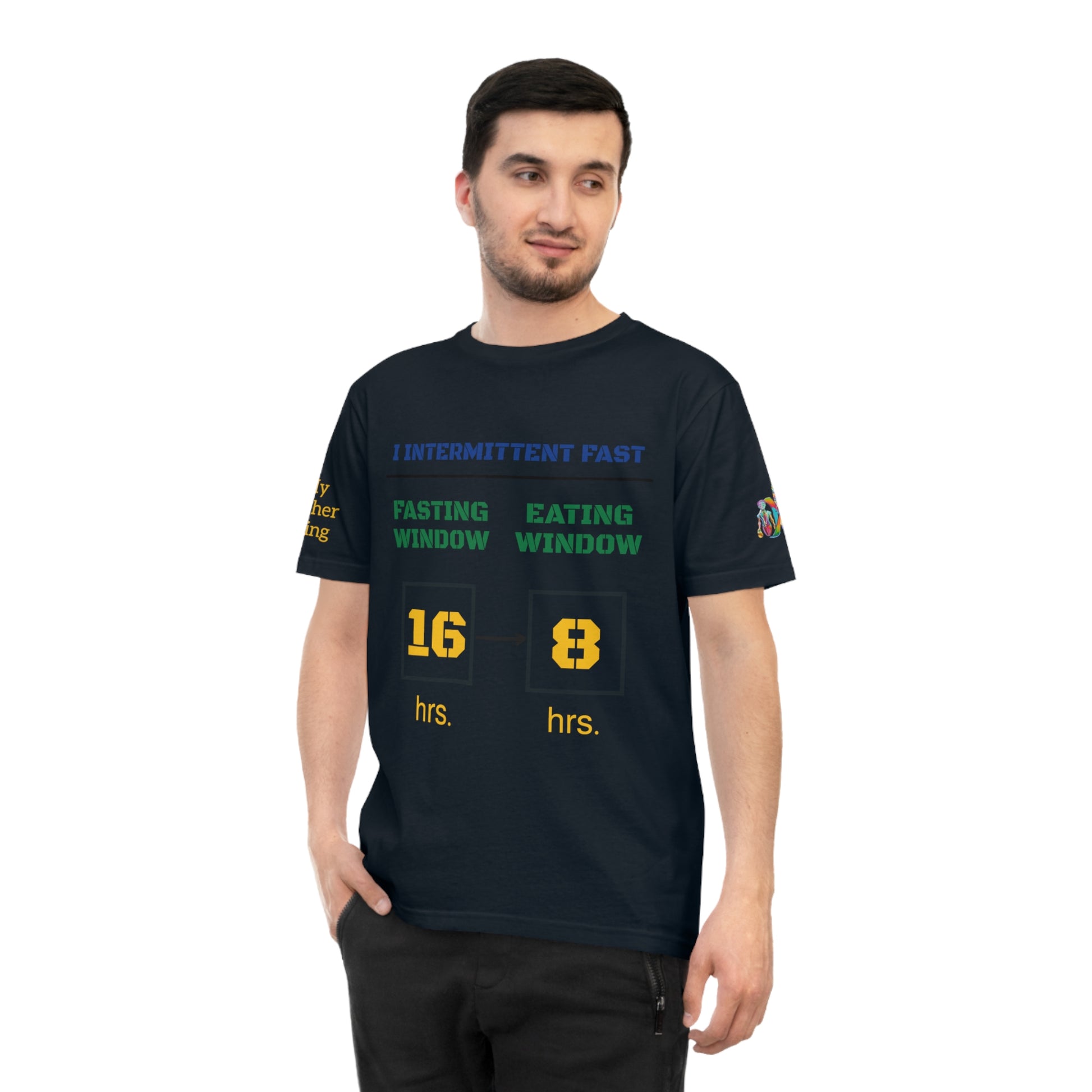 'I Intermittent Fast_16 - 8' (MHB EDITION)_100% Organic Cotton Jersey T-Shirt - My Higher Being