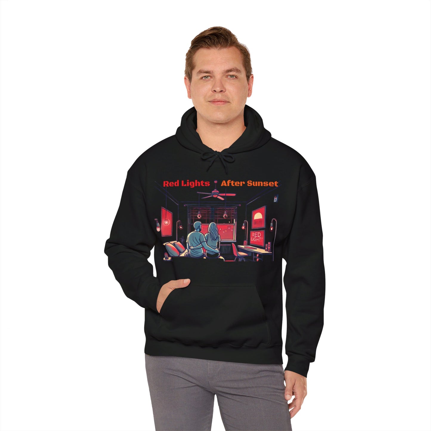 Red Lights After Sunset Couples' Hoodie - My Higher Being