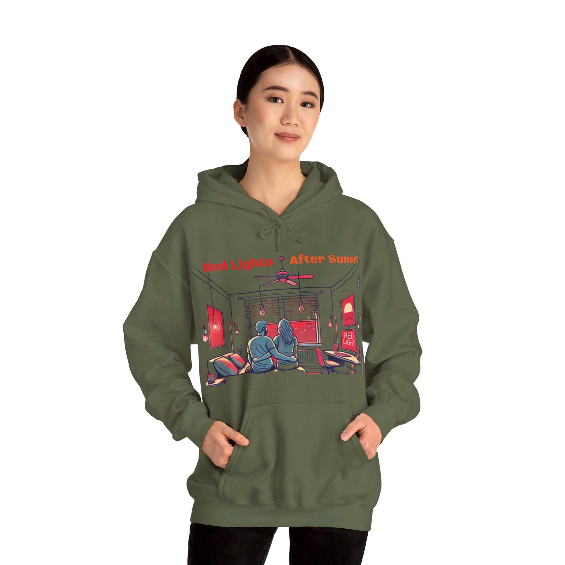 Red Lights After Sunset Couples' Hoodie - My Higher Being