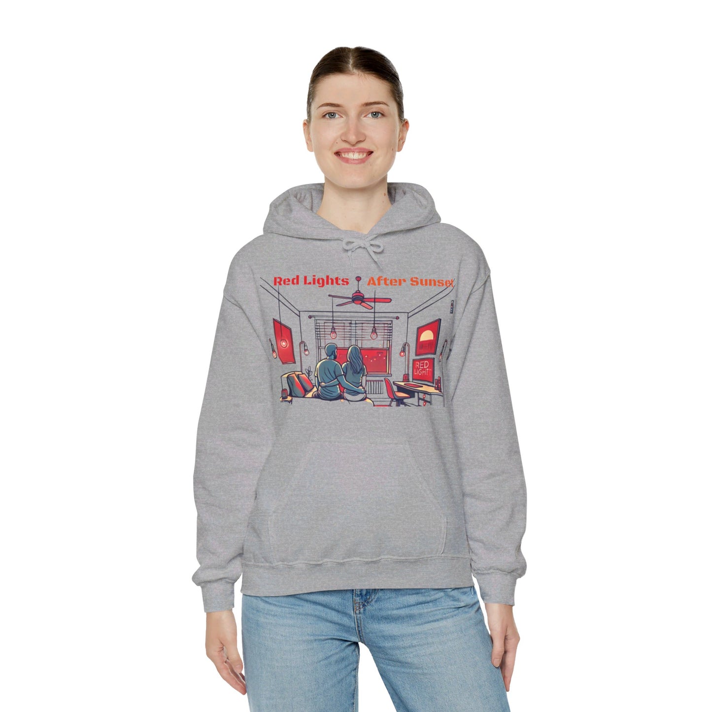 Red Lights After Sunset Couples' Hoodie - My Higher Being