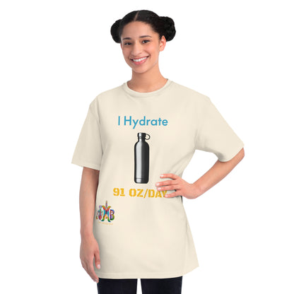 'I Hydrate 91 OZ/DAY'_100% Organic Cotton T-Shirt