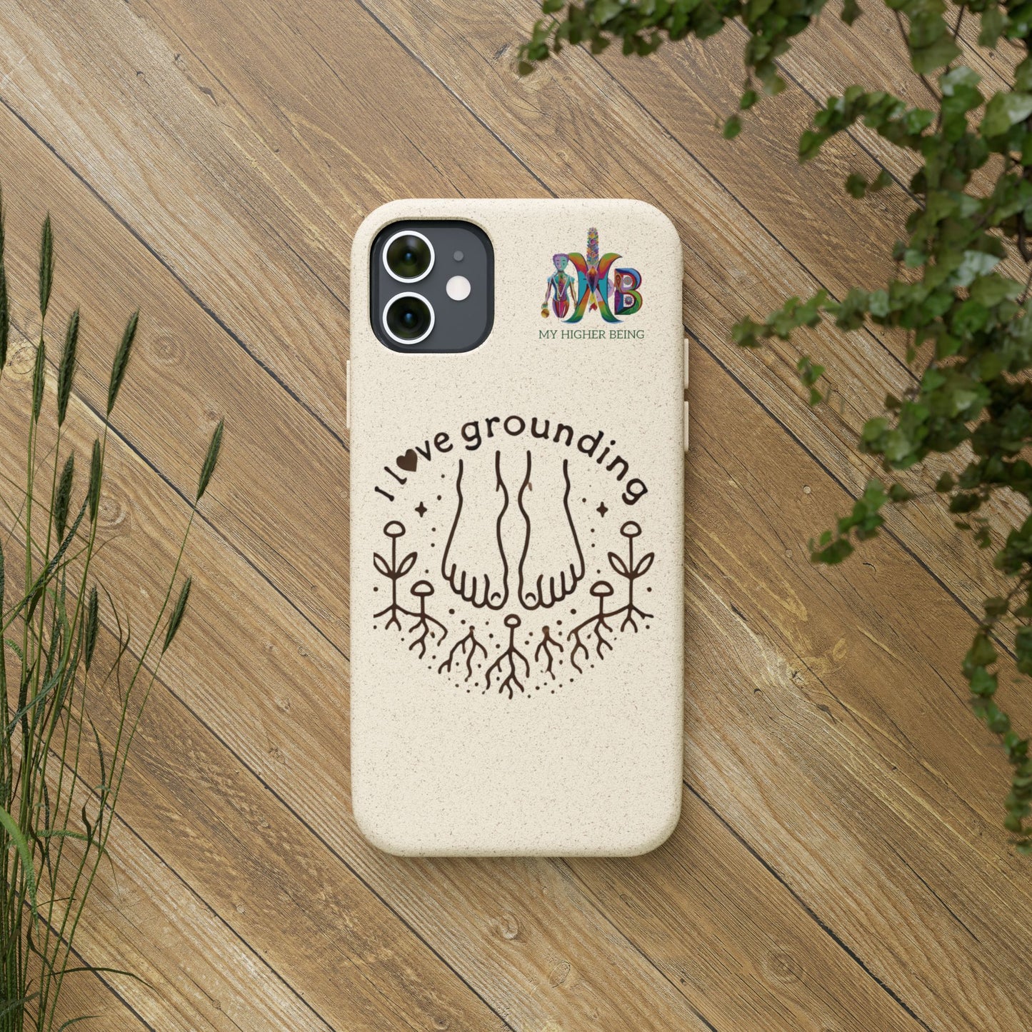 'I Love Grounding'_Plastic Free Biodegradable Phone Case