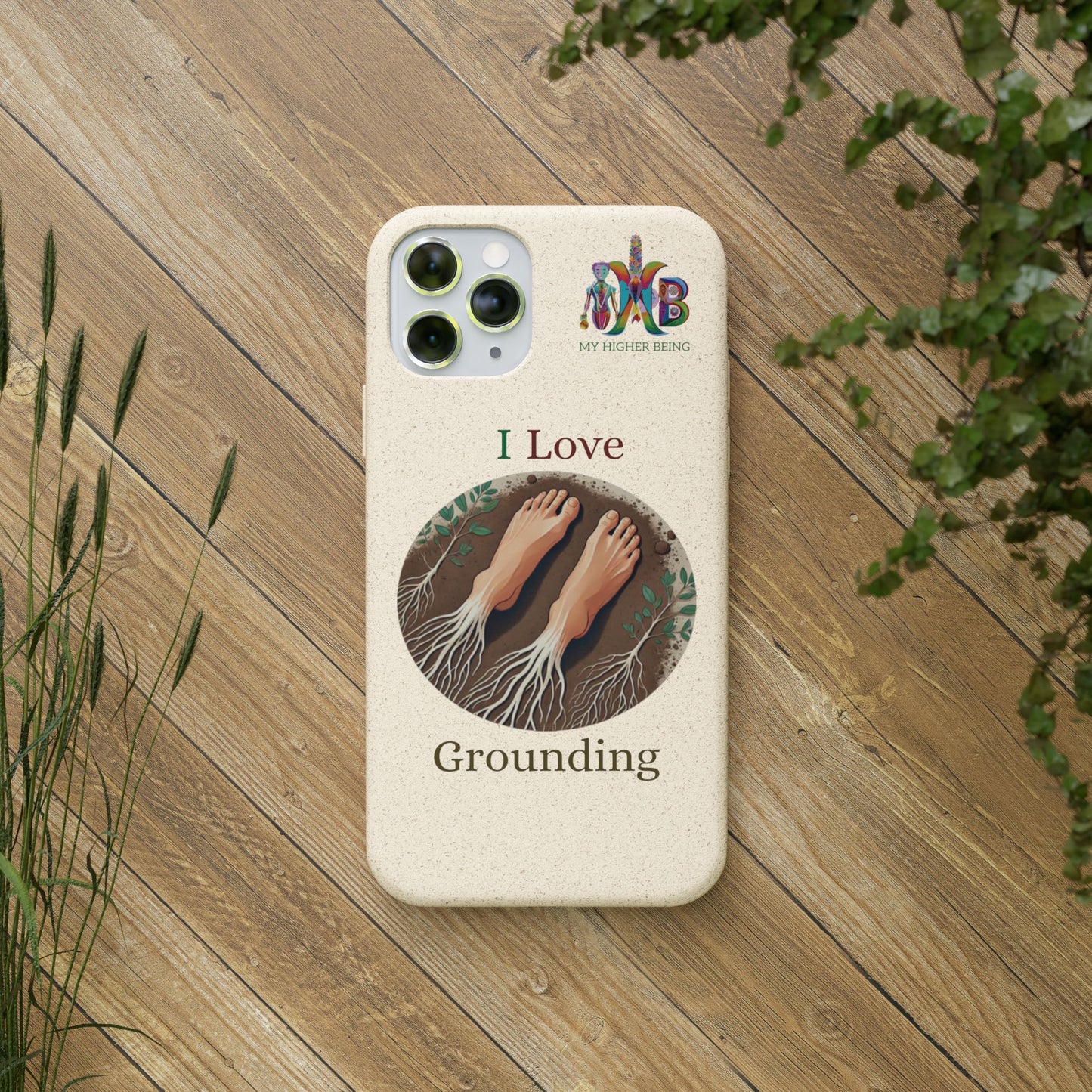 'I Love Grounding'_Plastic Free Biodegradable Phone Case